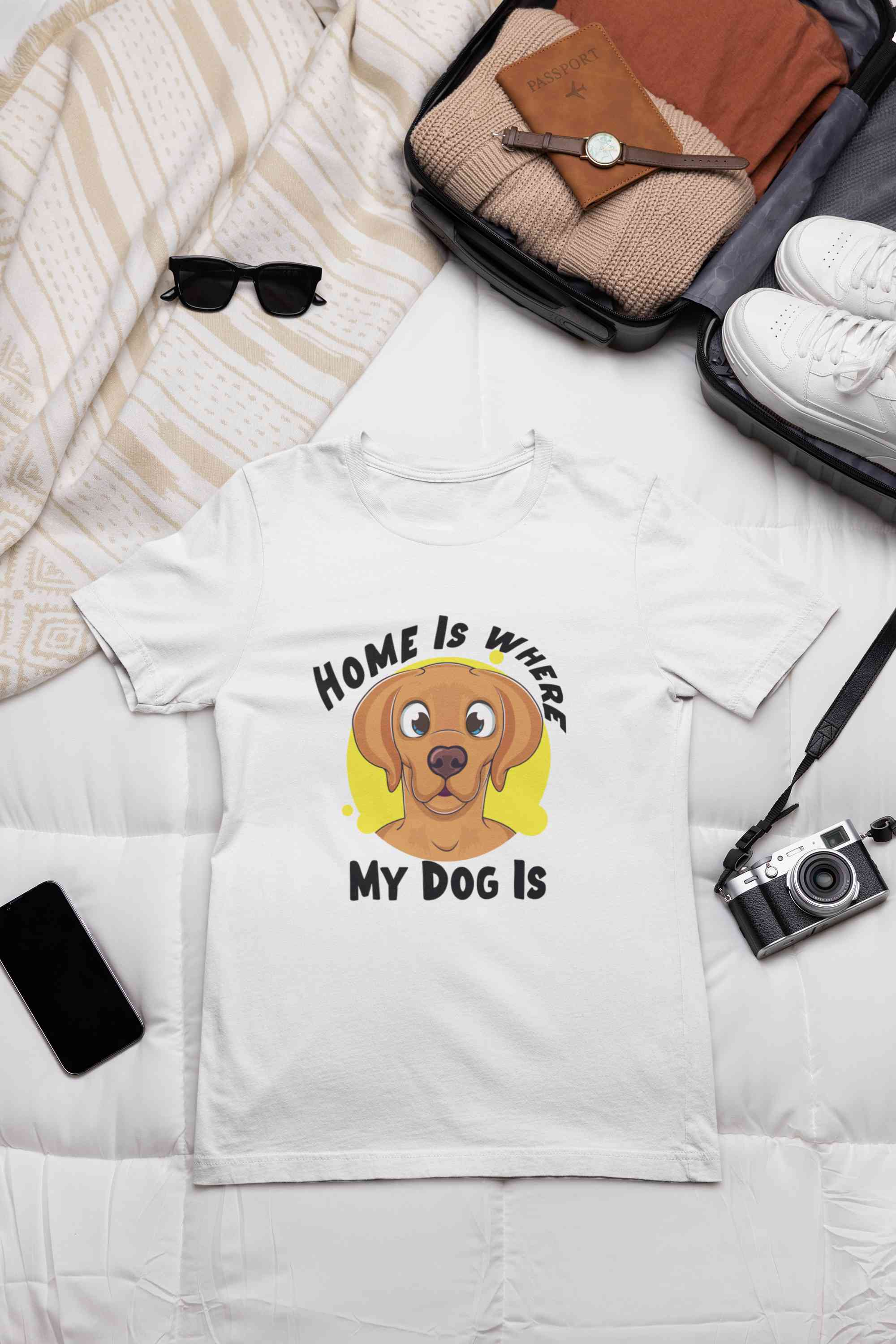 Home Is Where My Dog Is Mens Half Sleeves T-shirt- FunkyTeesClub