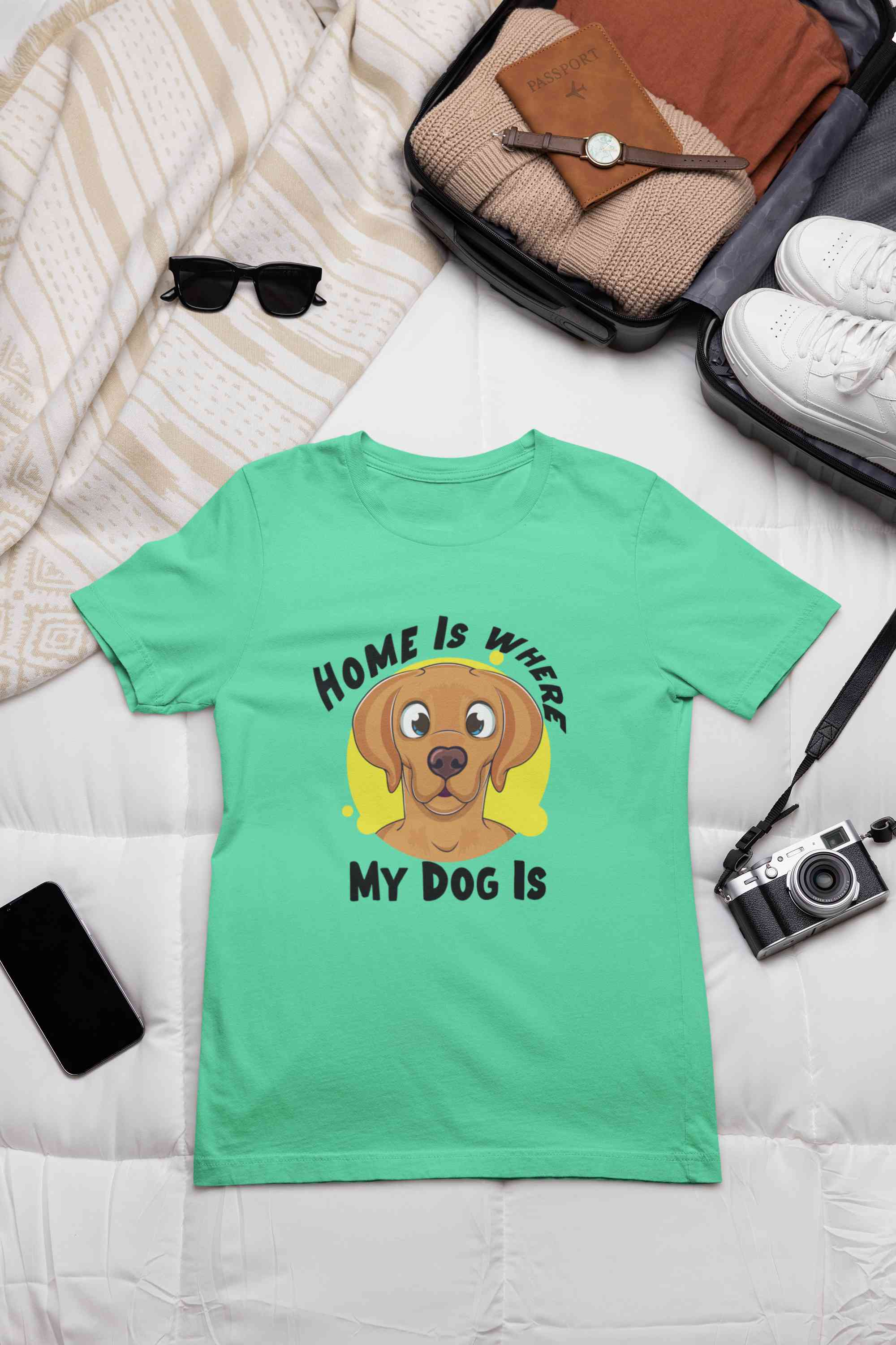 Home Is Where My Dog Is Mens Half Sleeves T-shirt- FunkyTeesClub