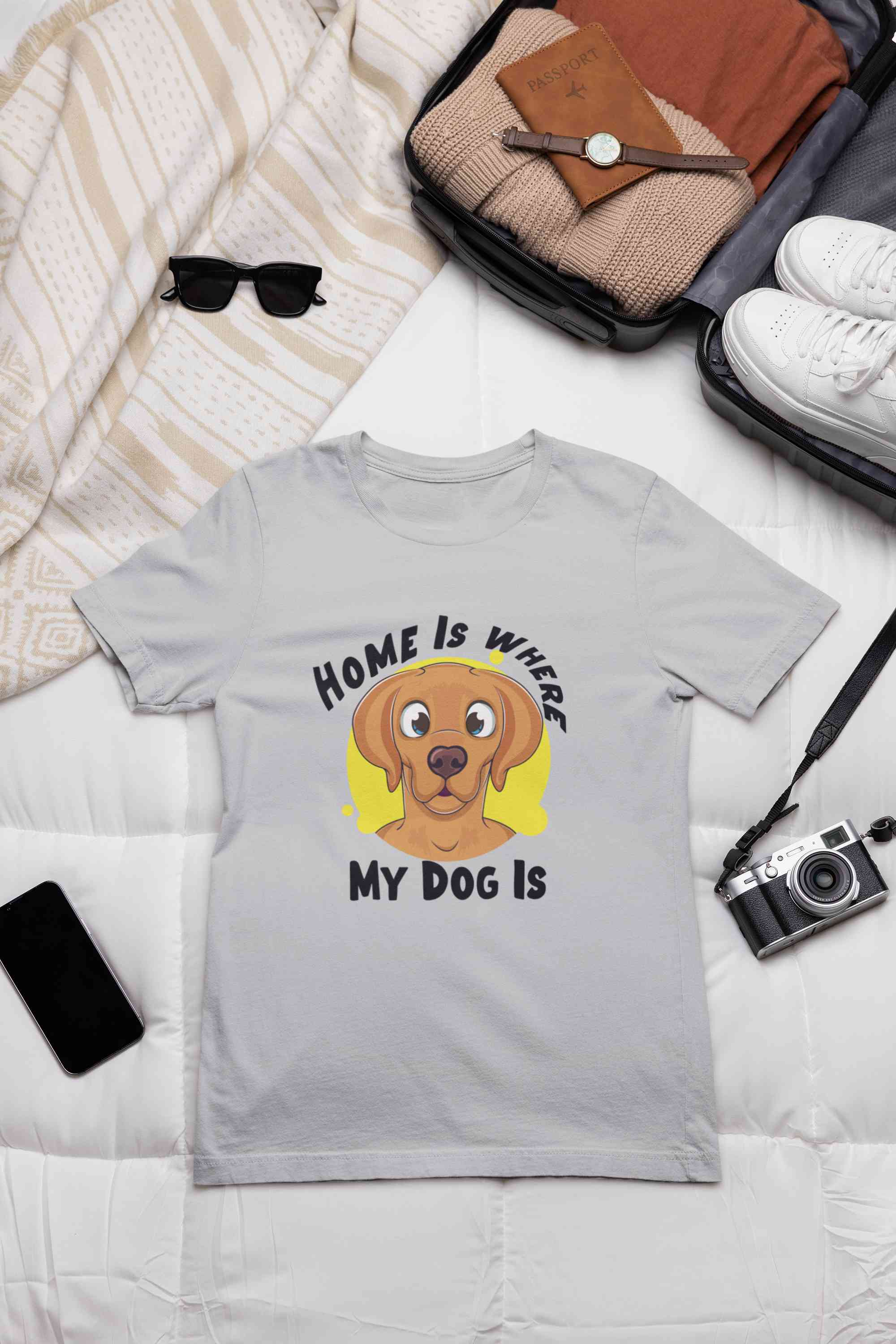 Home Is Where My Dog Is Mens Half Sleeves T-shirt- FunkyTeesClub