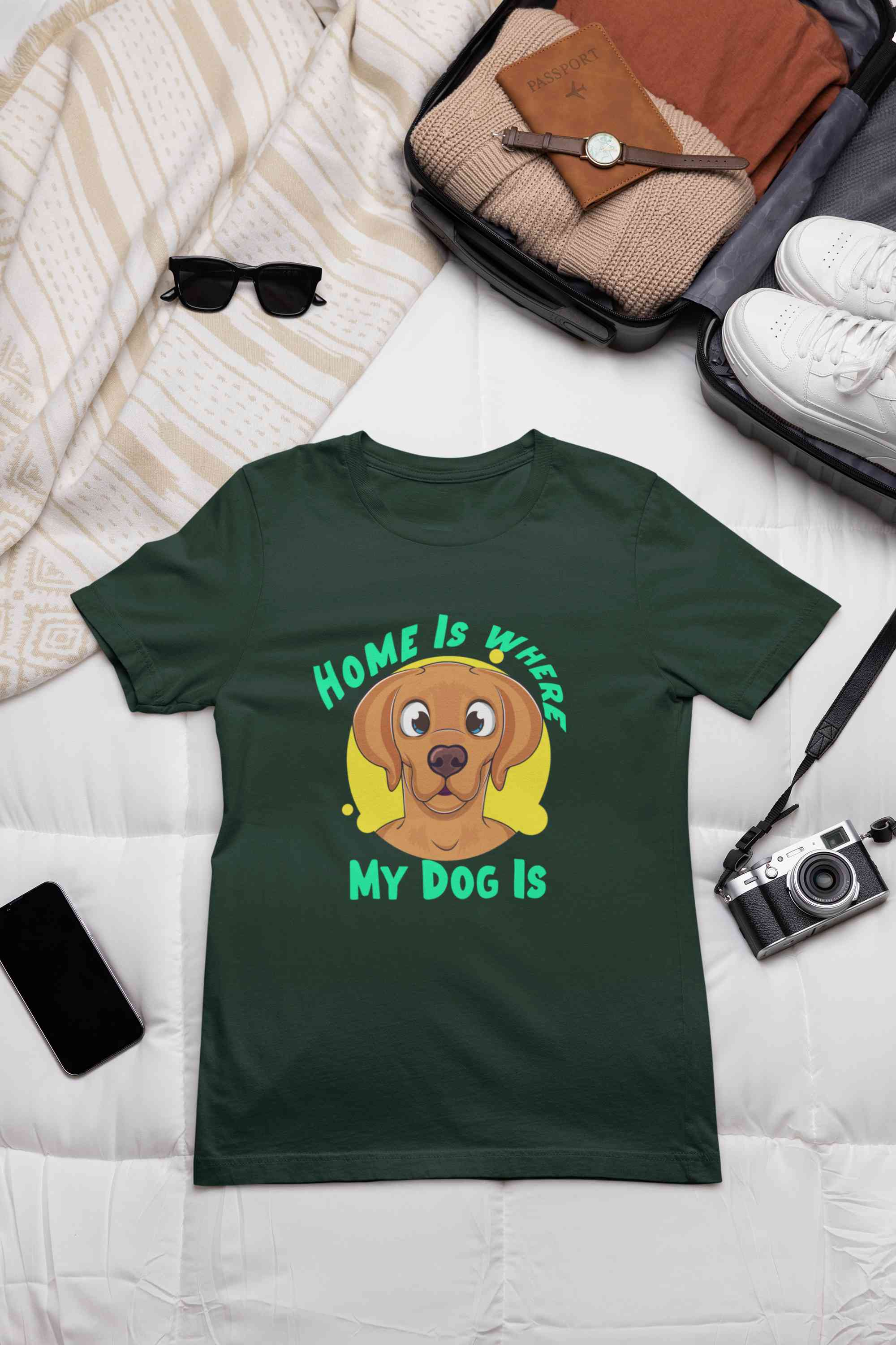 Home Is Where My Dog Is Mens Half Sleeves T-shirt- FunkyTeesClub