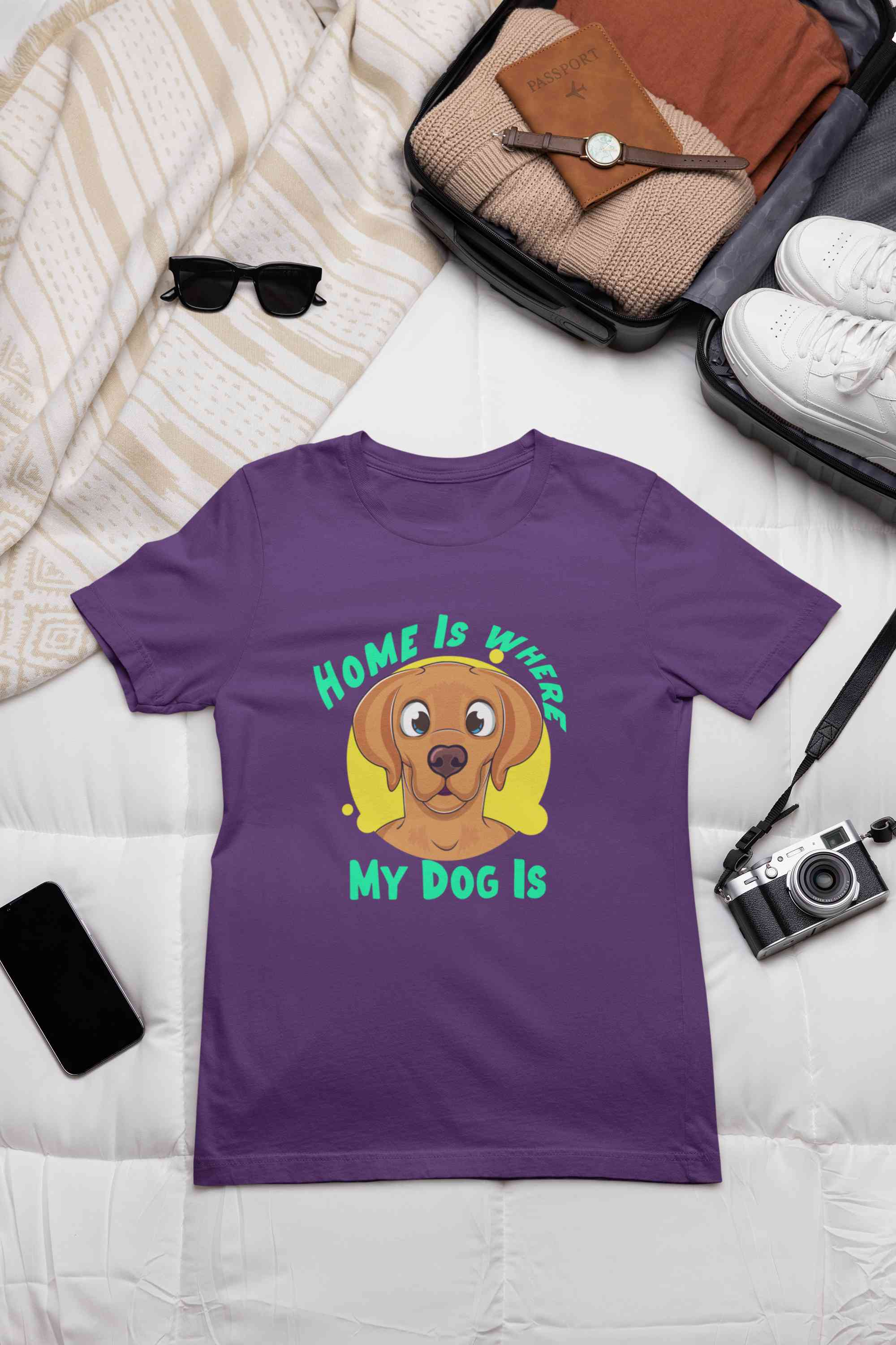 Home Is Where My Dog Is Women Half Sleeves T-shirt- FunkyTeesClub