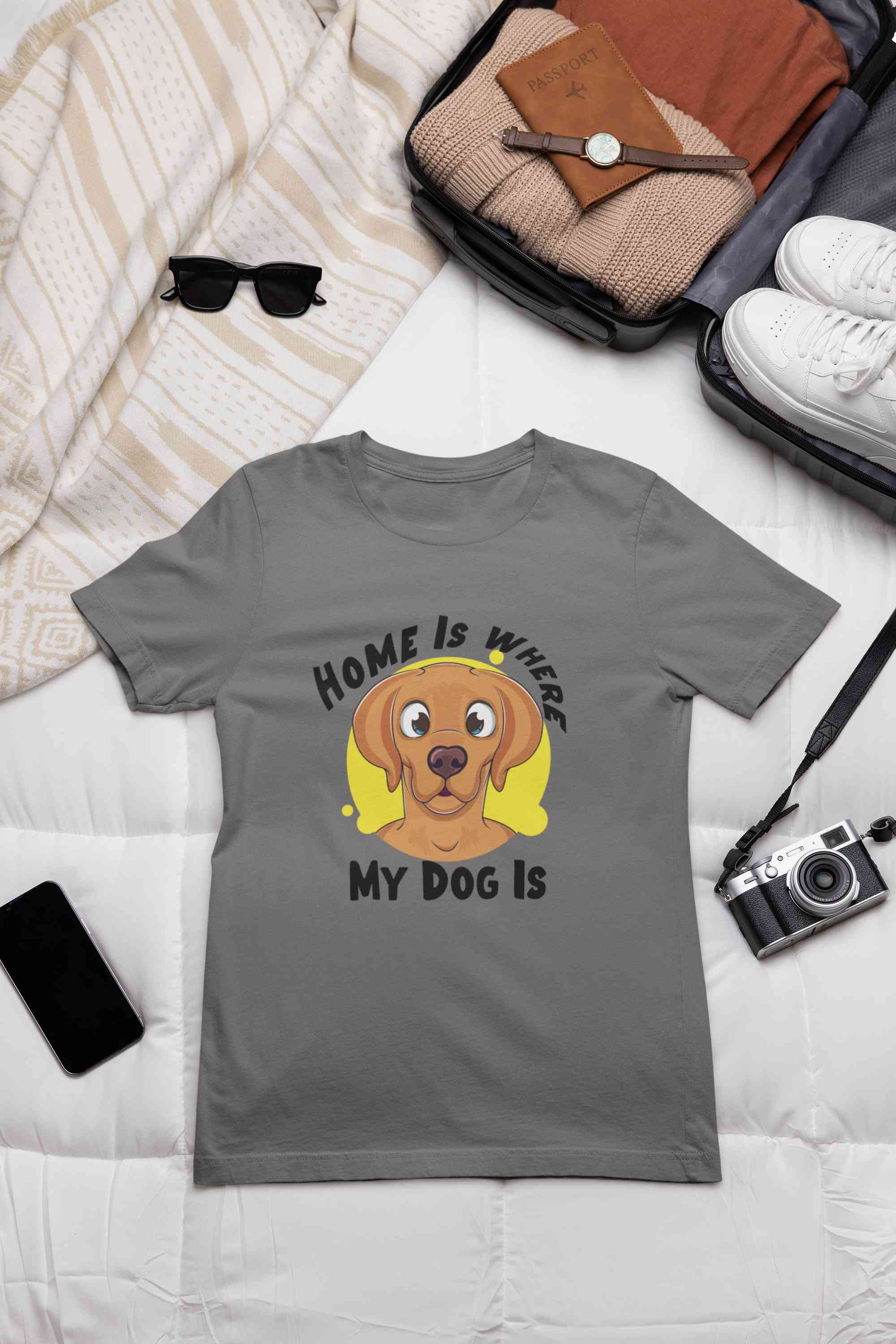 Home Is Where My Dog Is Mens Half Sleeves T-shirt- FunkyTeesClub