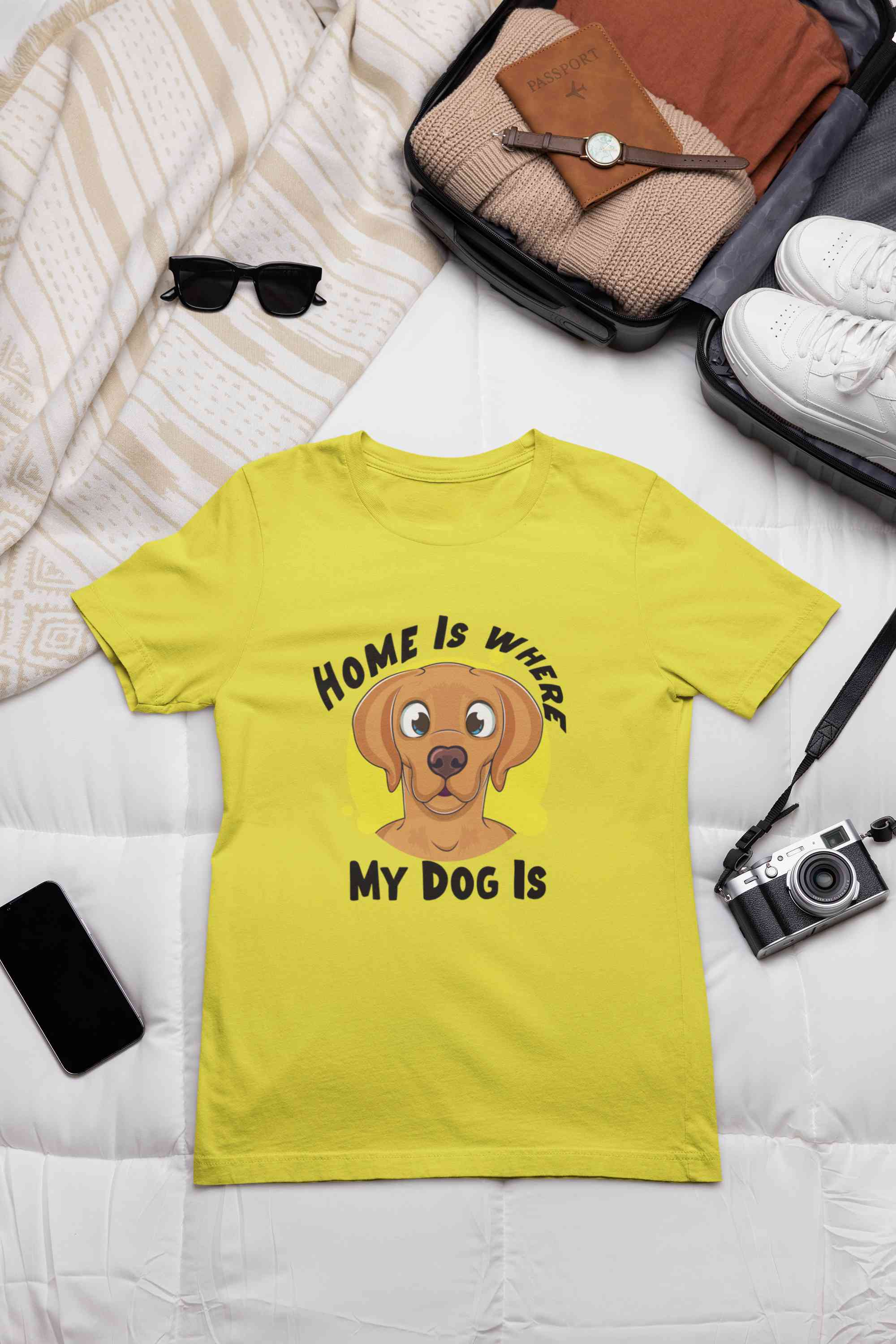 Home Is Where My Dog Is Mens Half Sleeves T-shirt- FunkyTeesClub