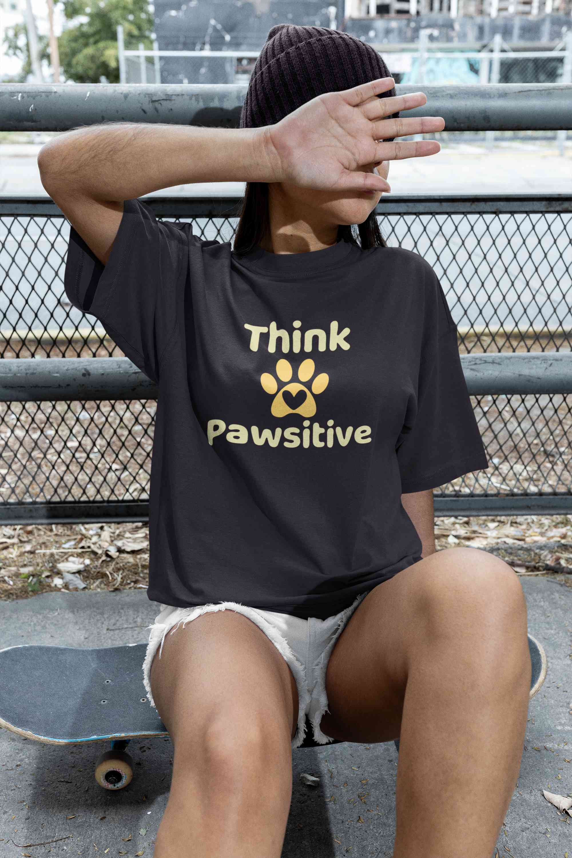 Think Pawsitive Women Half Sleeves T-shirt- FunkyTeesClub
