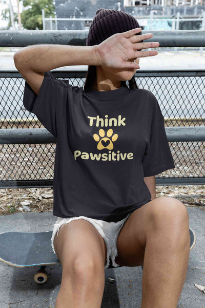 Think Pawsitive Women Half Sleeves T-shirt- FunkyTeesClub