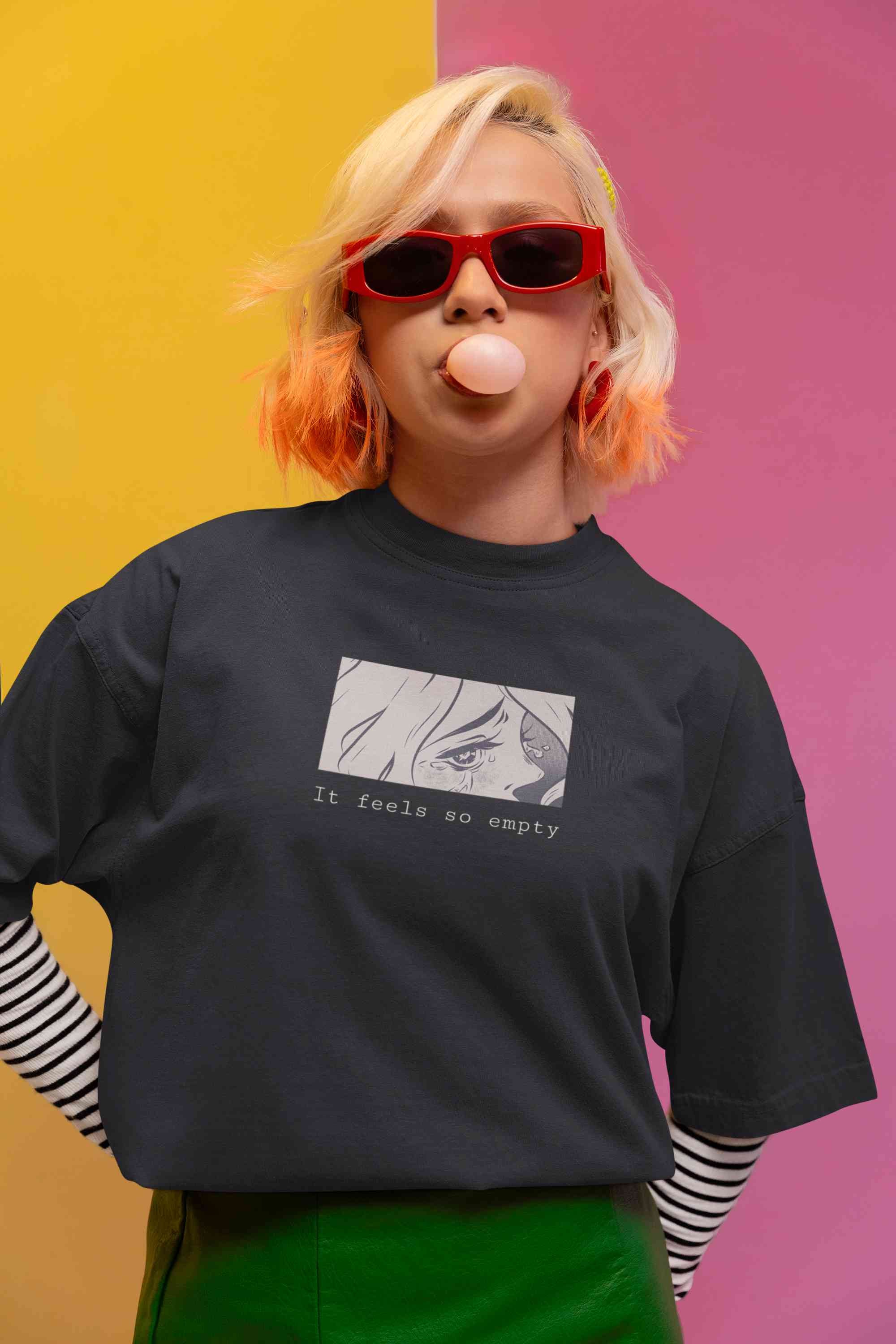 I feel So Empty Sad Manga Anime Theme Women Half Sleeves T-shirt- FunkyTeesClub