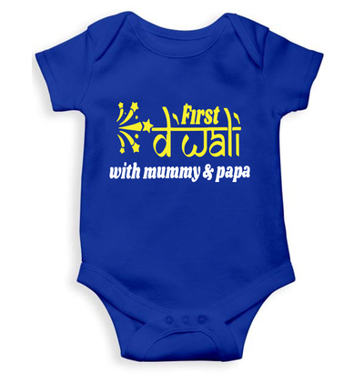 First Diwali with Mummy and Papa Rompers for Baby Girl- FunkyTeesClub