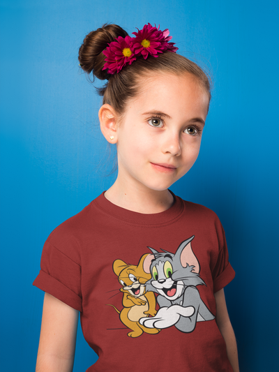 Cute Cartoon Half Sleeves T-Shirt For Girls -FunkyTeesClub