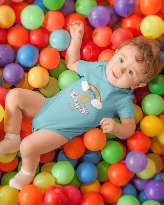 Custom Name Tenth Month Rompers for Baby Boy- FunkyTeesClub