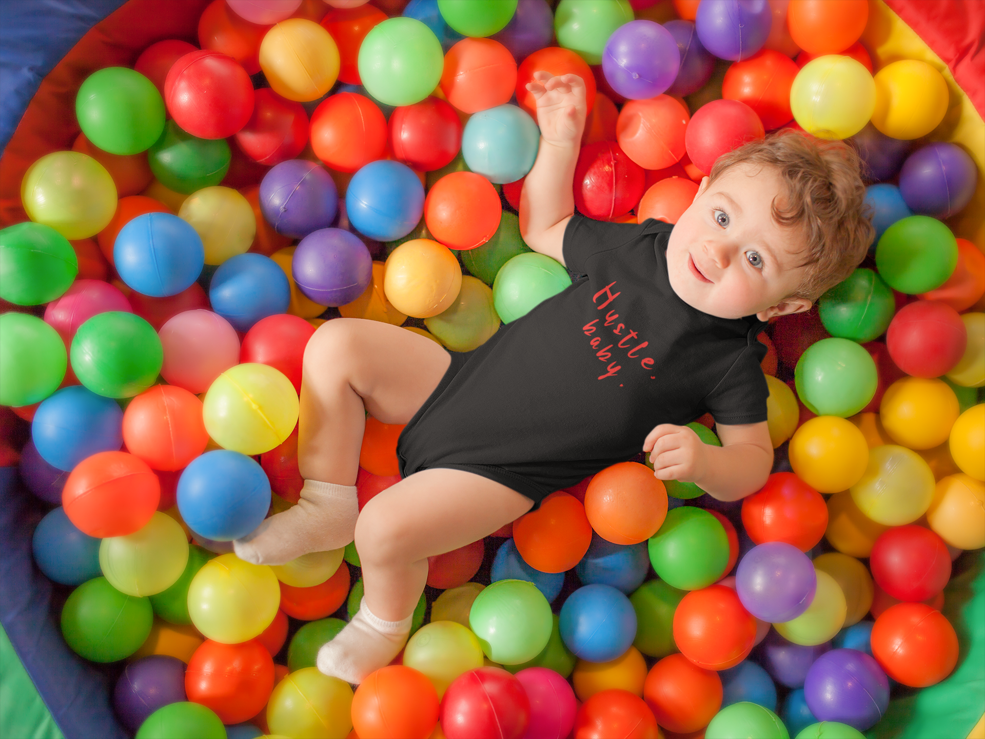 Hustle Baby Black Rompers for Baby Boy - FunkyTeesClub