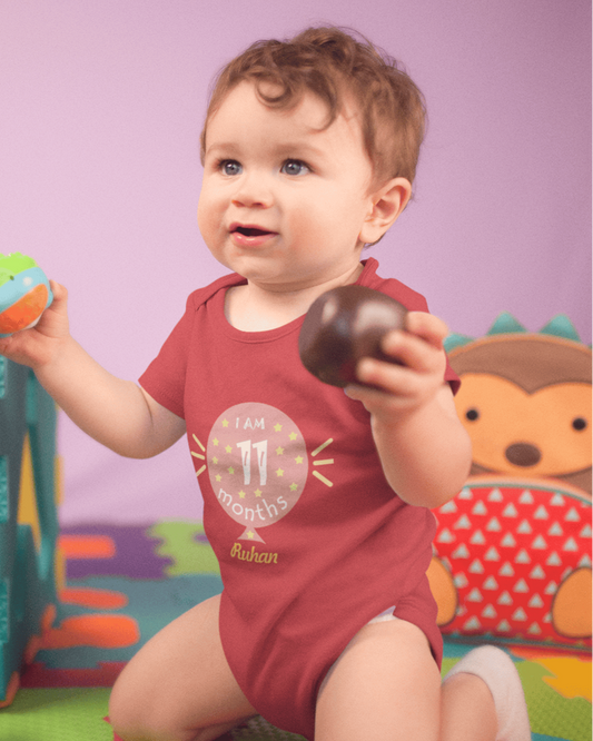 I Am Eleven Months Rompers for Baby Boy- FunkyTeesClub