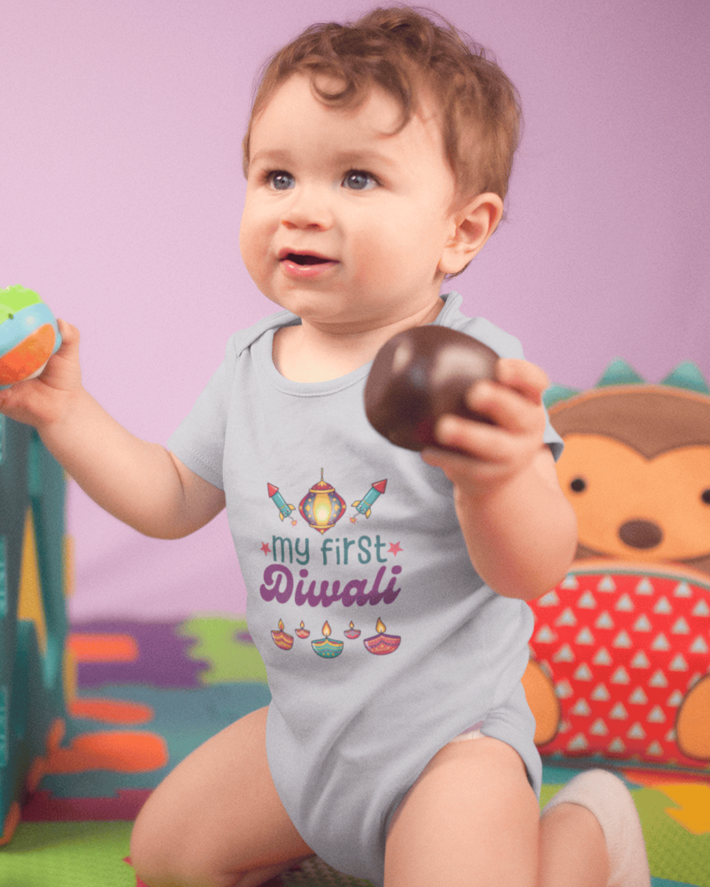 My First Diwali Fun Diwali Rompers for Baby Boy- FunkyTeesClub
