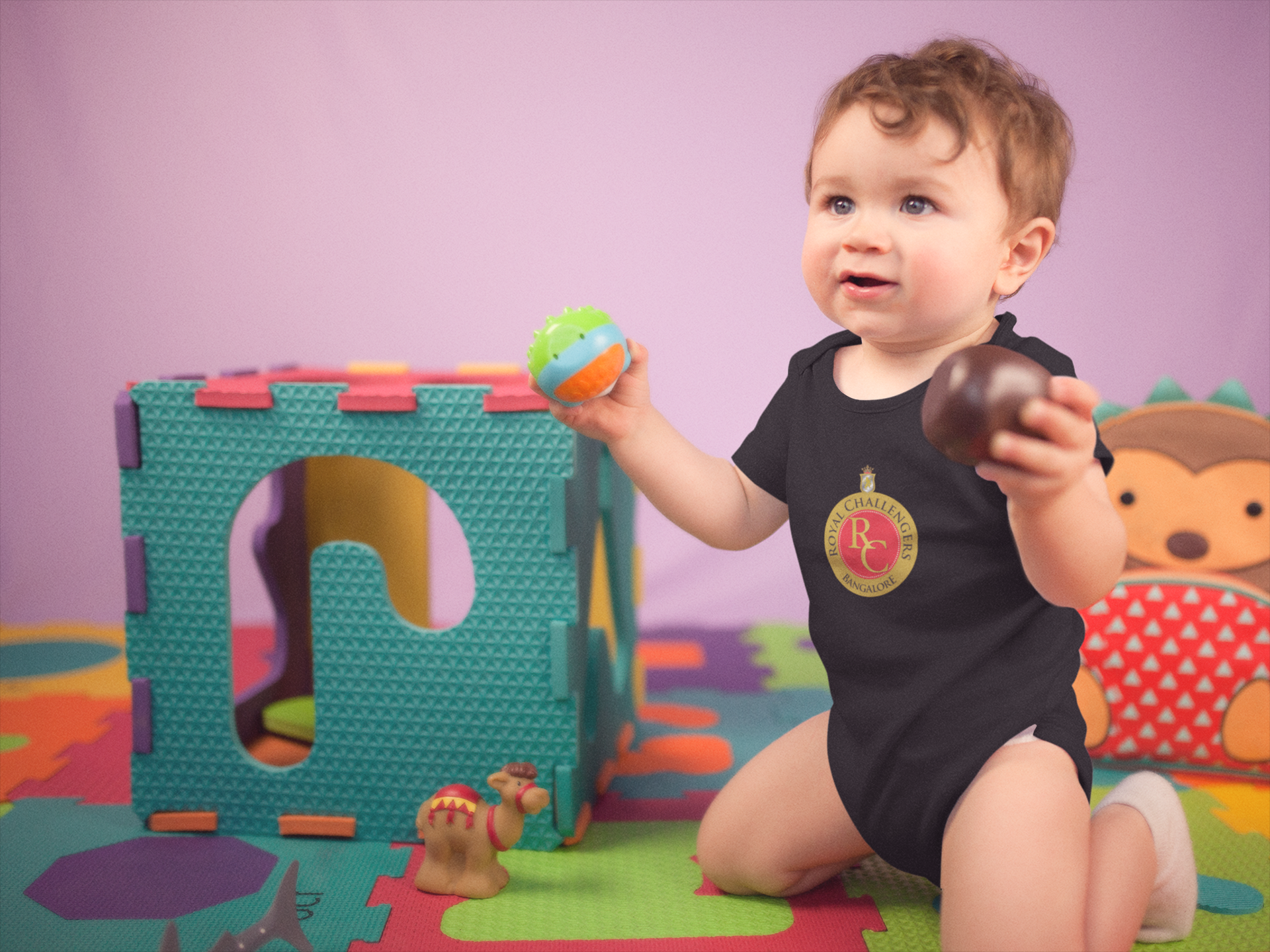 Royal Challengers Bangalore Black Rompers for Baby Boy - FunkyTeesClub