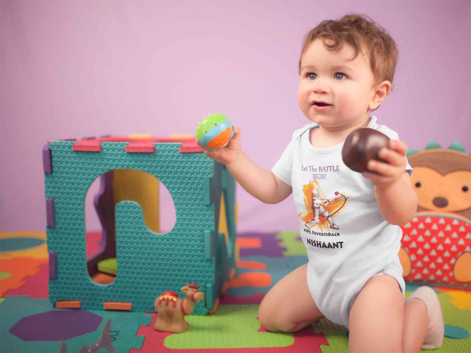 Custom Name IPL Fever Rompers for Baby Boy- FunkyTeesClub
