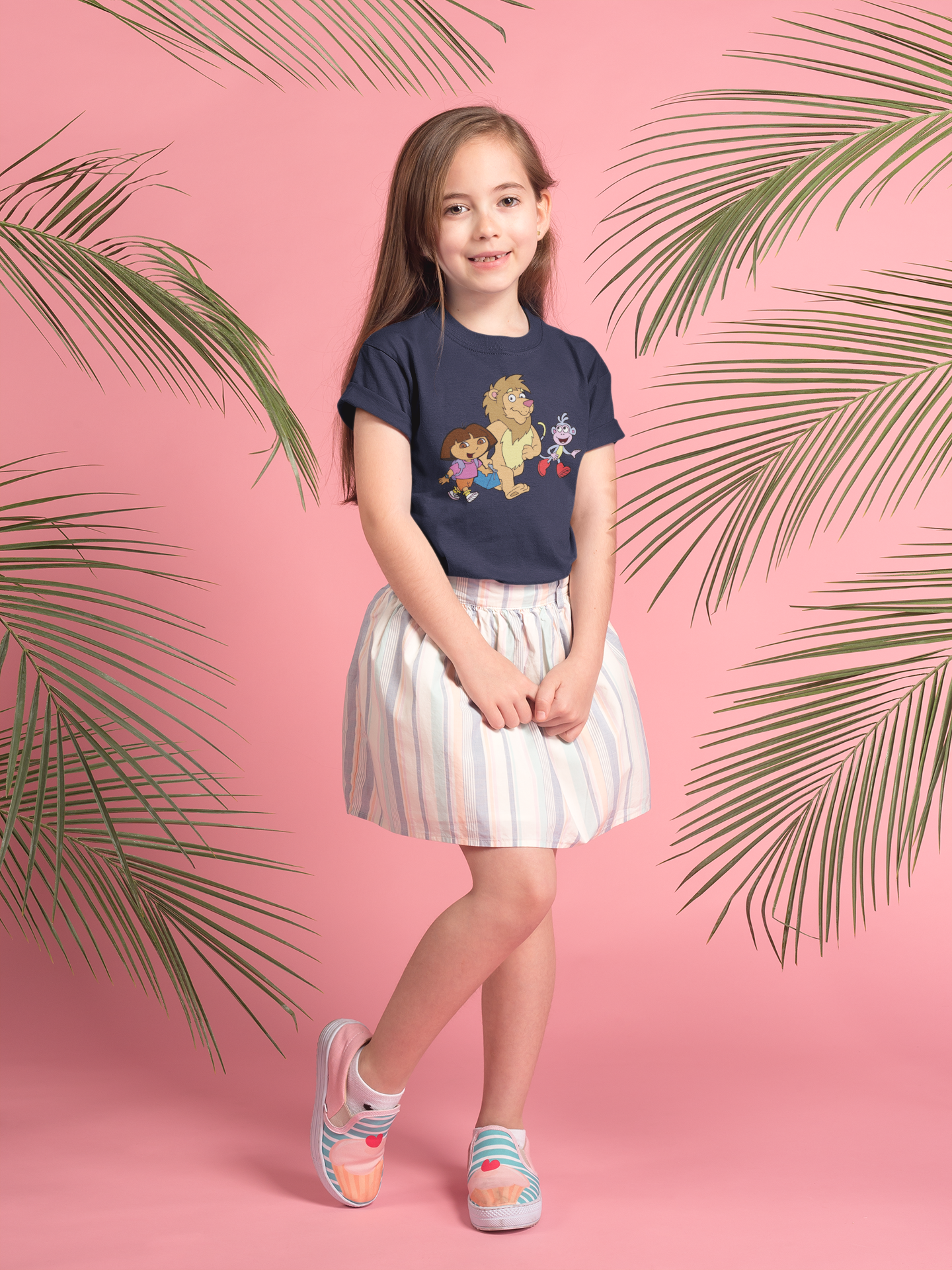 Cute Cartoon Half Sleeves T-Shirt For Girls -FunkyTeesClub