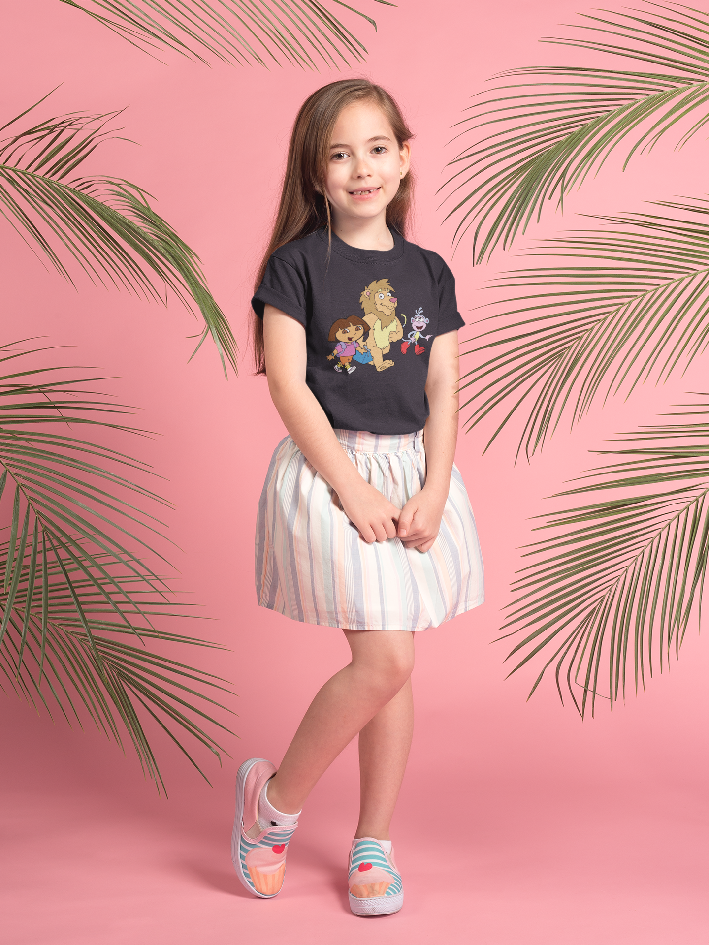 Cute Cartoon Half Sleeves T-Shirt For Girls -FunkyTeesClub