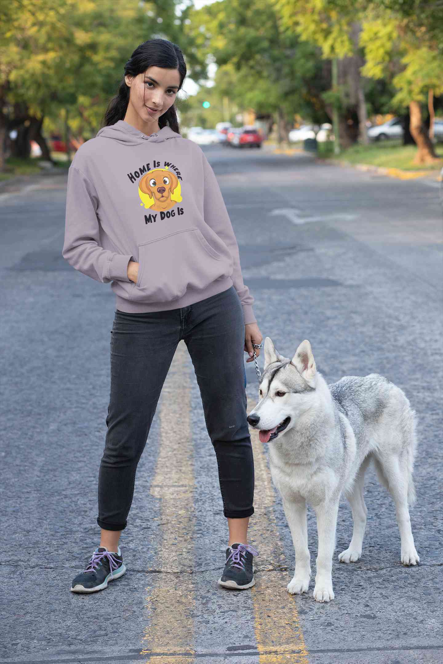 Home Is Where My Dog Is Hoodies for Women-FunkyTeesClub