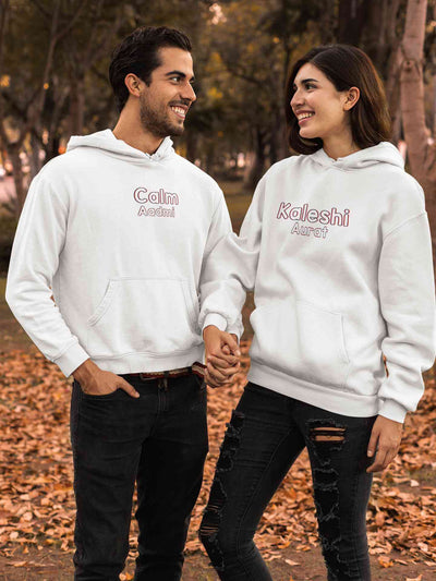 Calm Aadmi Kaleshi Aurat Lovey Dovey Couple Hoodie-FunkyTeesClub