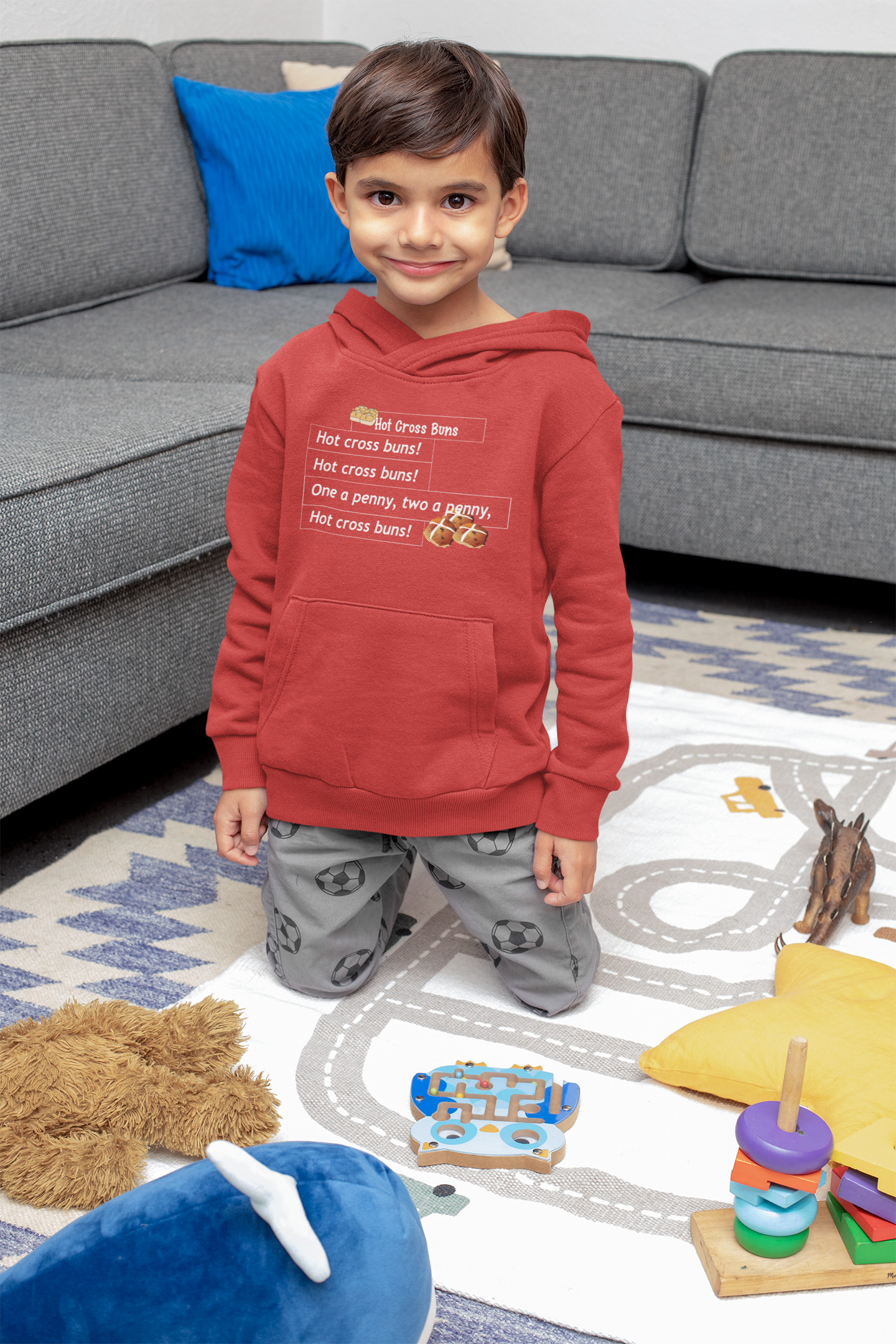 Hot Cross Buns Poem Boy Hoodies-FunkyTeesClub