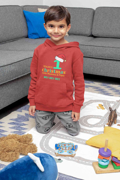 Customized Name 1st Christmas With Mumma & Papa Boy Hoodies-FunkyTeesClub