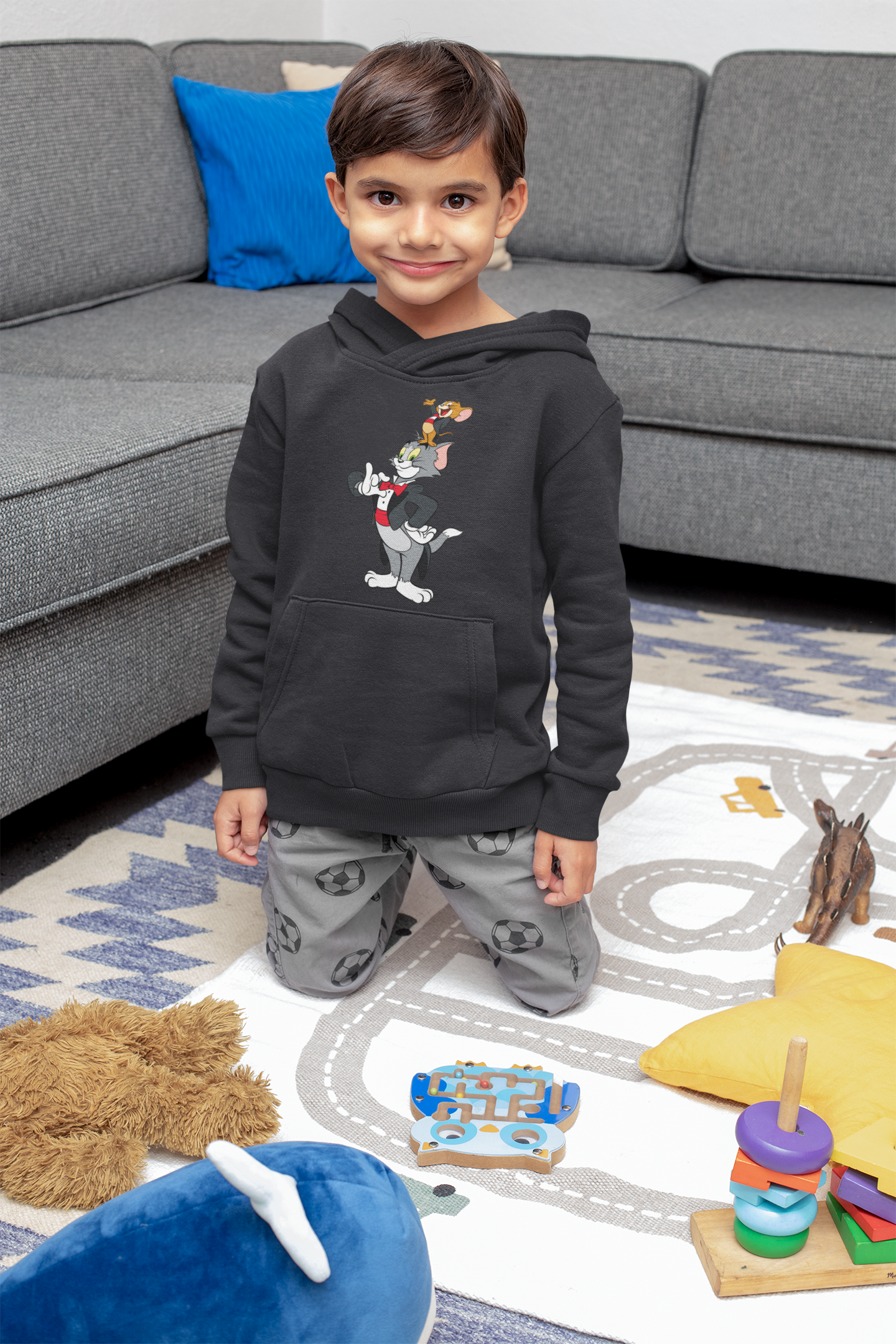 Cute Cartoon Boy Hoodies-FunkyTeesClub