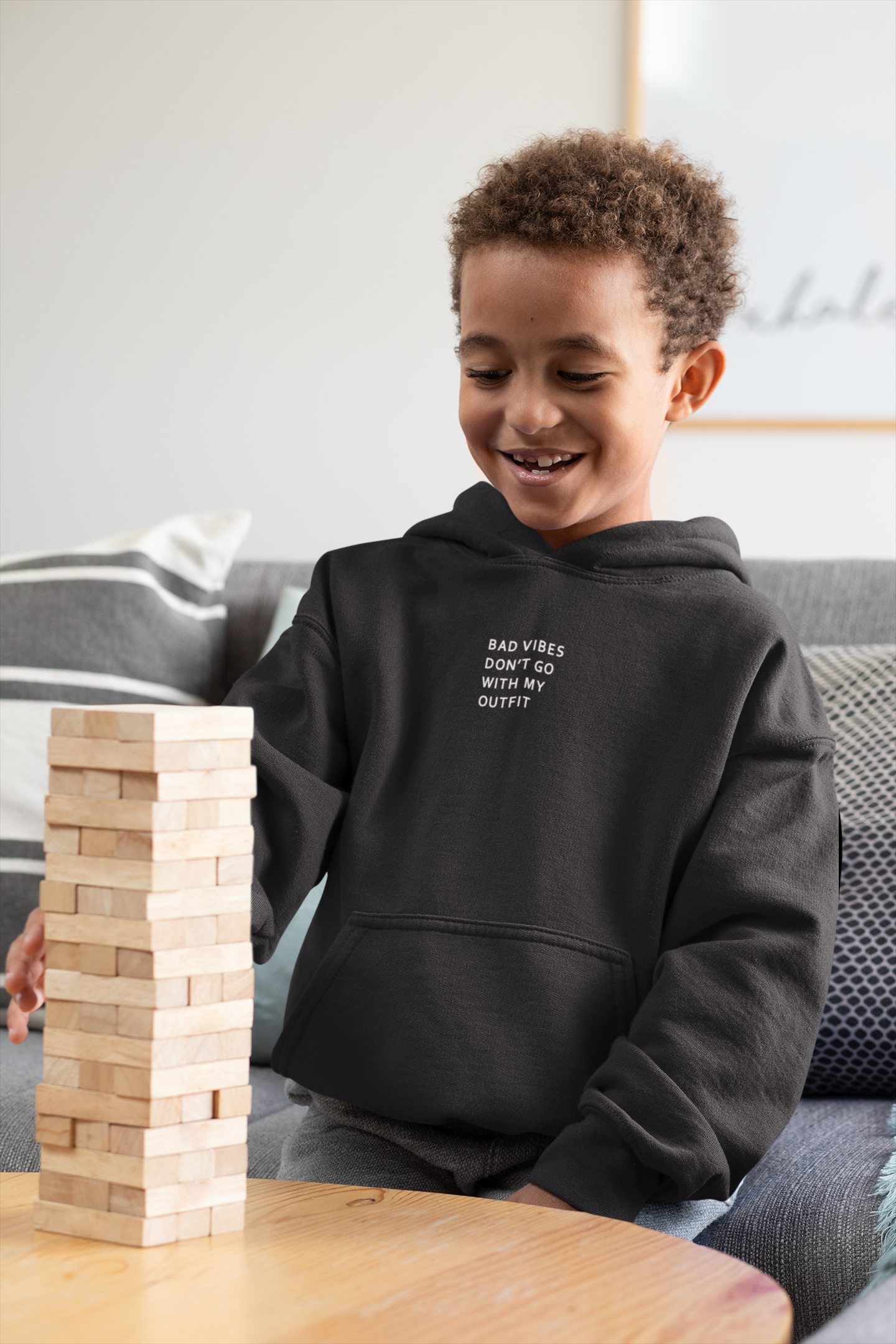 Bad Vibes Minimal Boy Hoodies-FunkyTeesClub