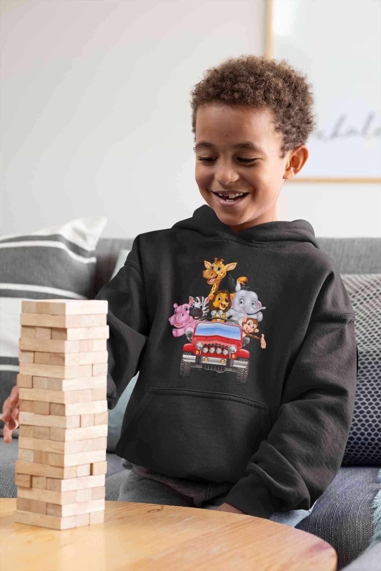 Jungle Jeep Cartoon Boy Hoodies-FunkyTeesClub