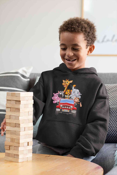 Jungle Jeep Cartoon Boy Hoodies-FunkyTeesClub