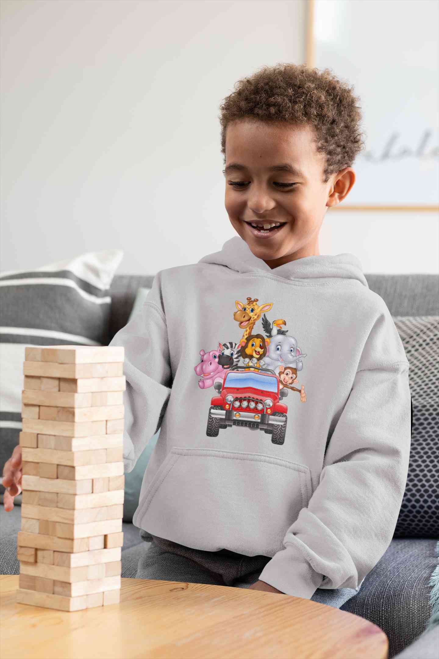 Jungle Jeep Cartoon Boy Hoodies-FunkyTeesClub