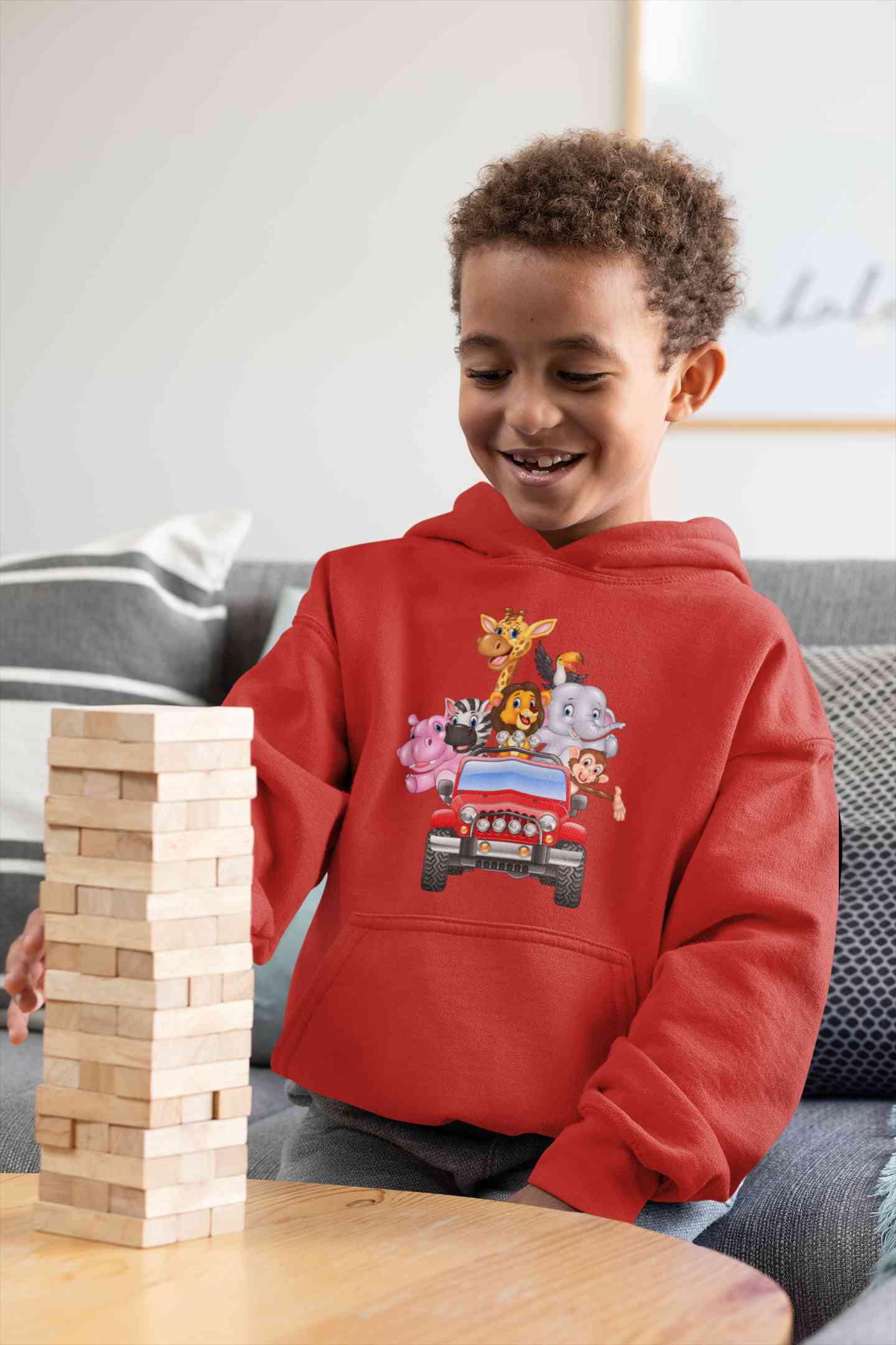 Jungle Jeep Cartoon Boy Hoodies-FunkyTeesClub