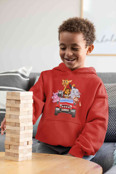 Jungle Jeep Cartoon Boy Hoodies-FunkyTeesClub
