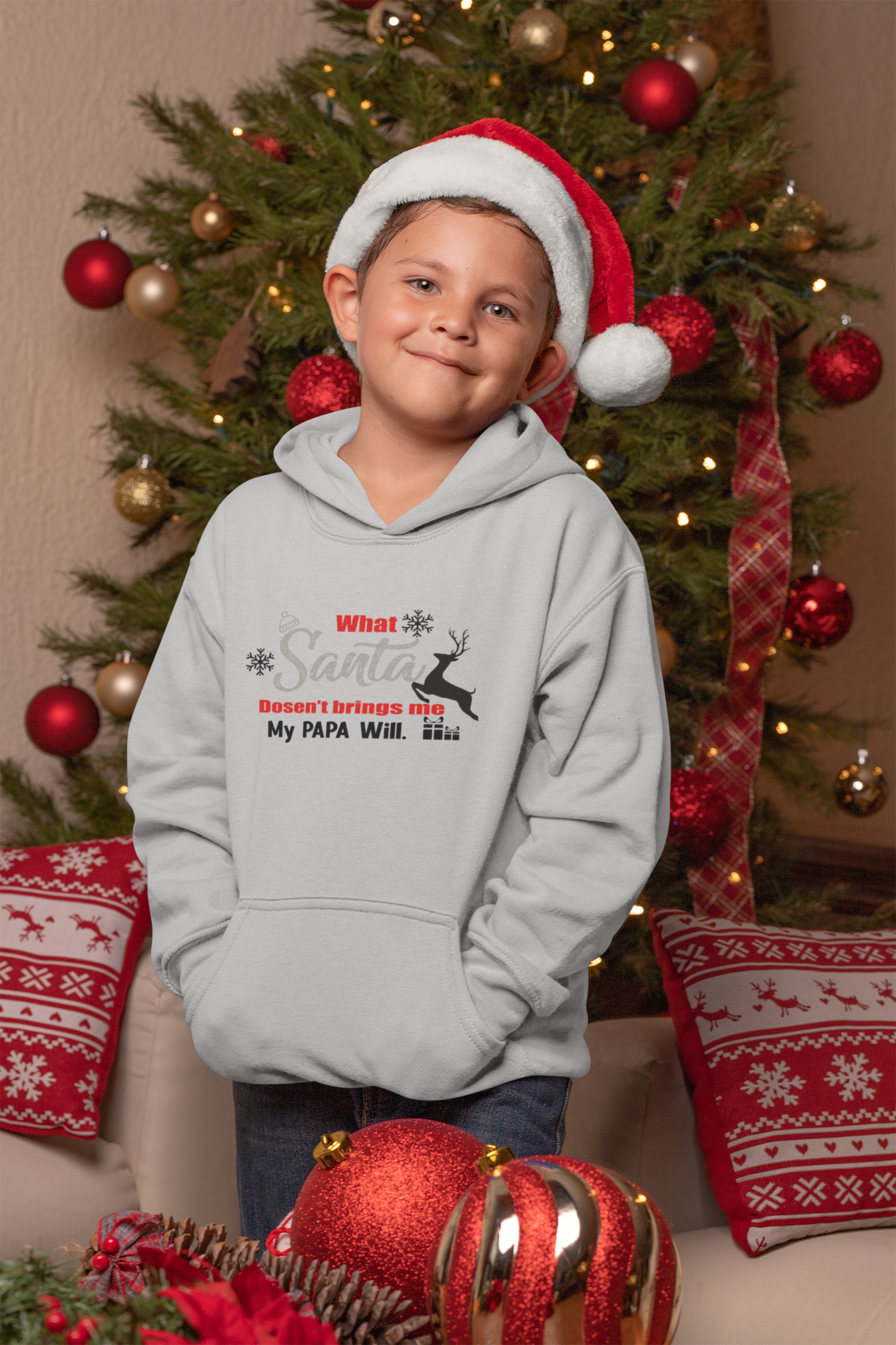What Santa Dosent Bring Me My Papa Will Christmas Boy Hoodies-FunkyTeesClub