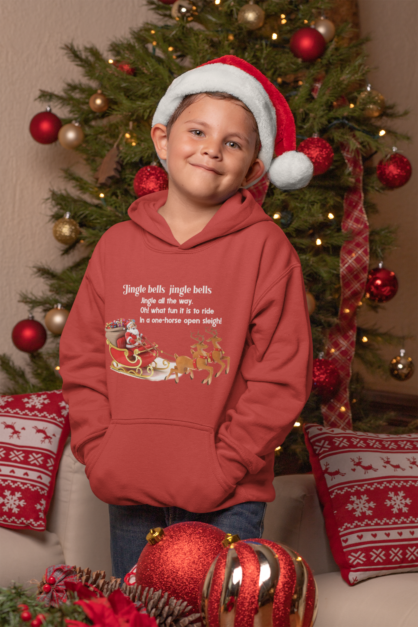 Jingle Bells Poem Boy Hoodies-FunkyTeesClub