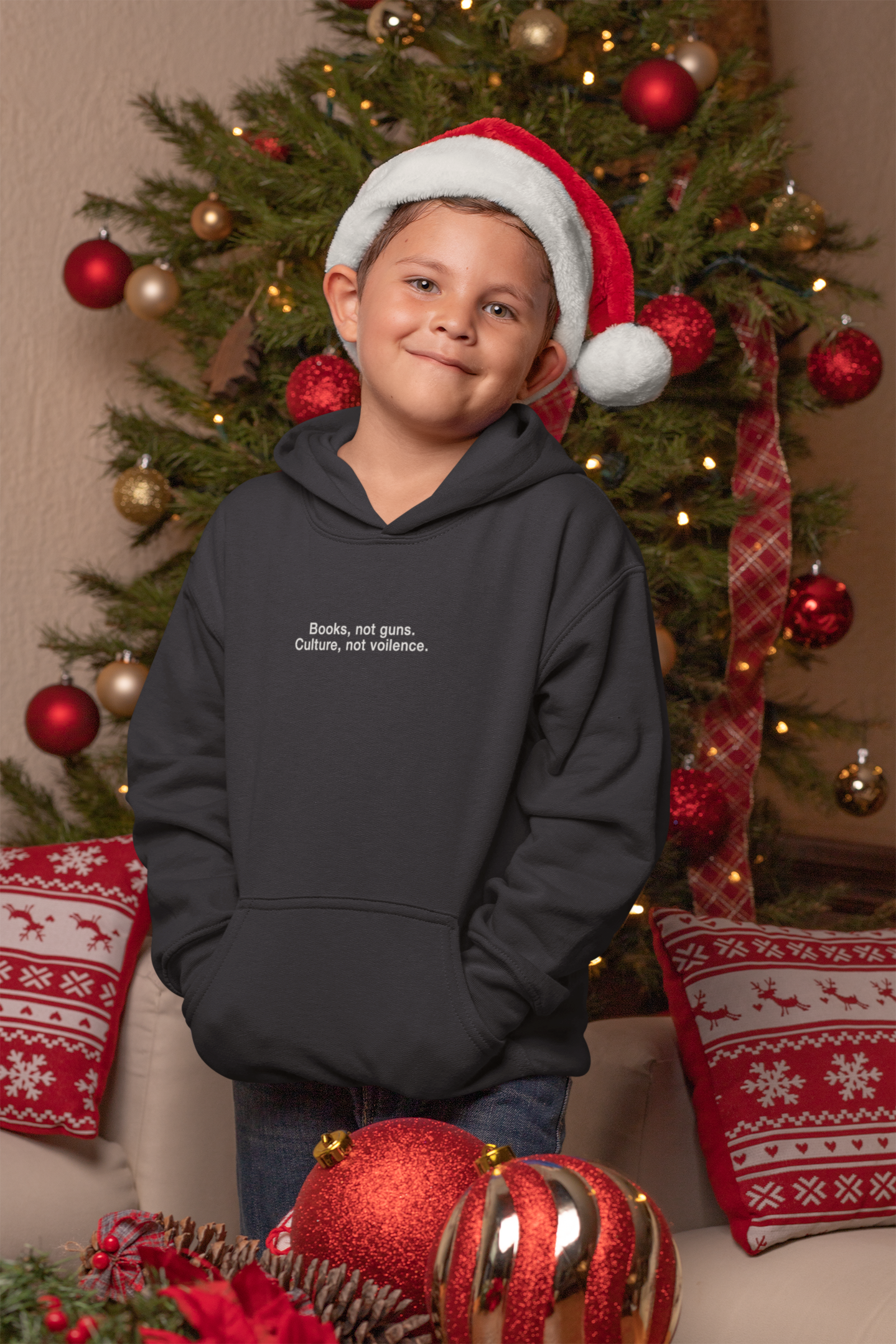 Books Not Gun Minimal Boy Hoodies-FunkyTeesClub