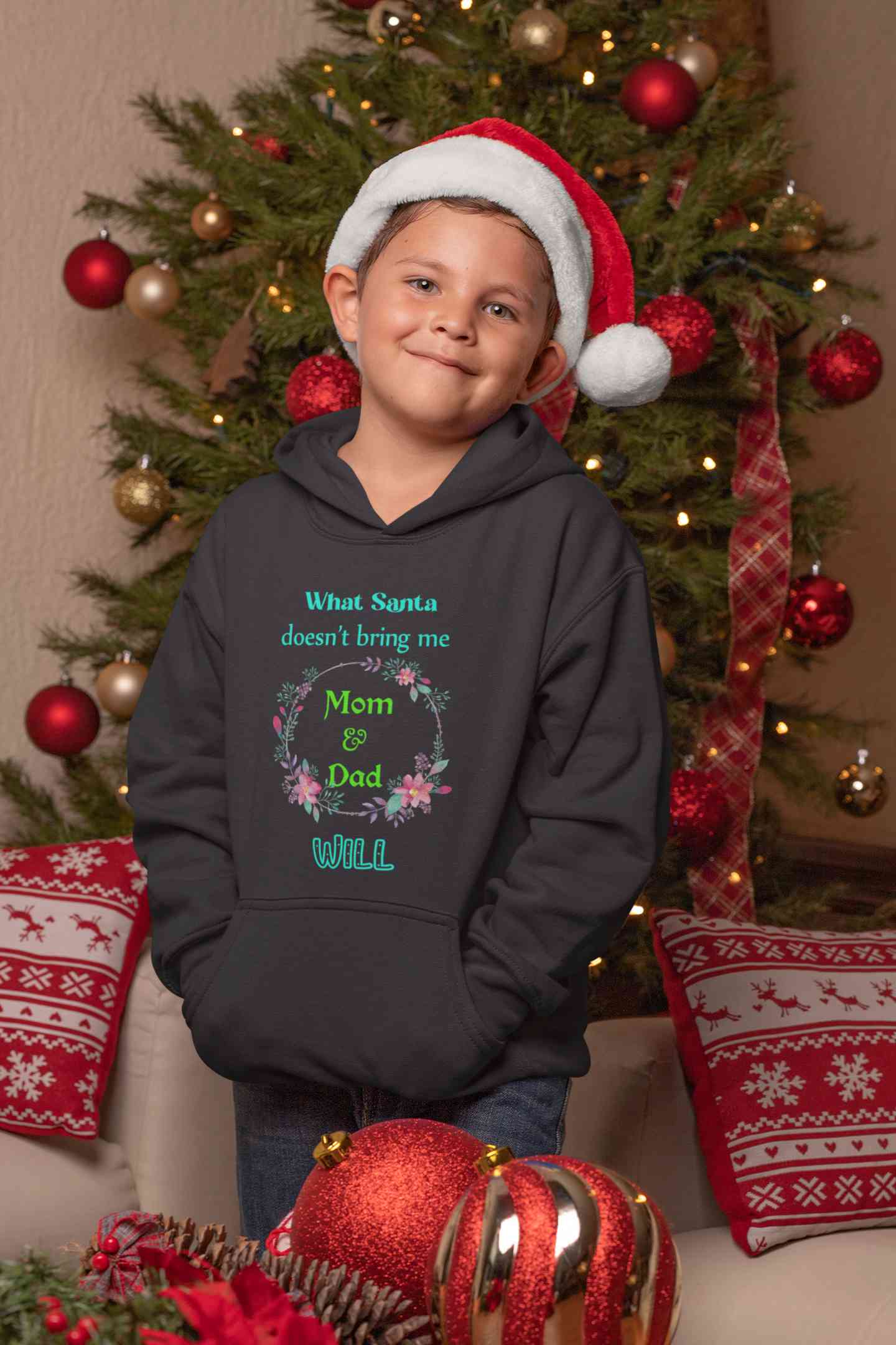 What Santa Does Not Bring Me Mom & Dad Will Christmas Boy Hoodies-FunkyTeesClub