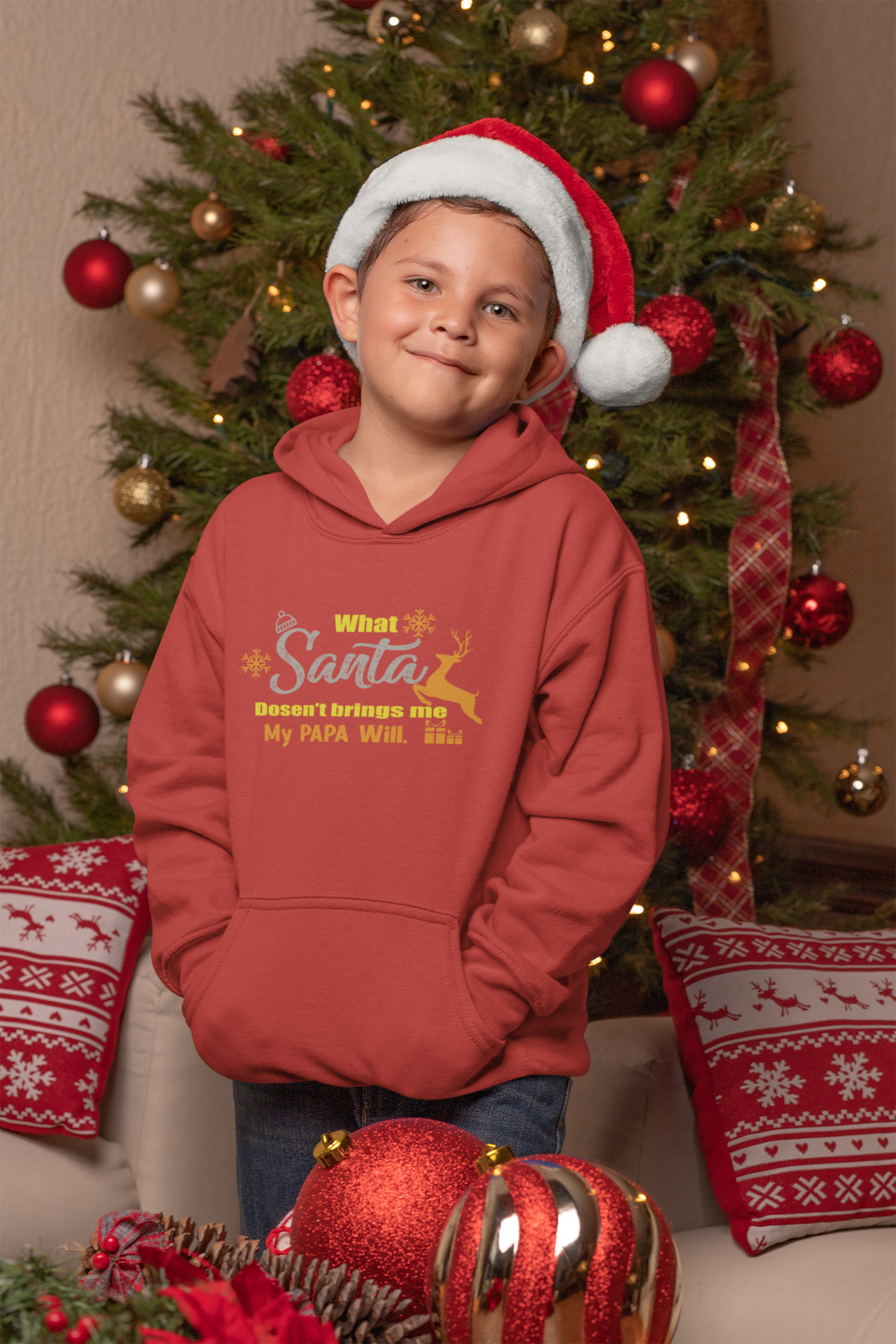 What Santa Dosent Bring Me My Papa Will Christmas Boy Hoodies-FunkyTeesClub