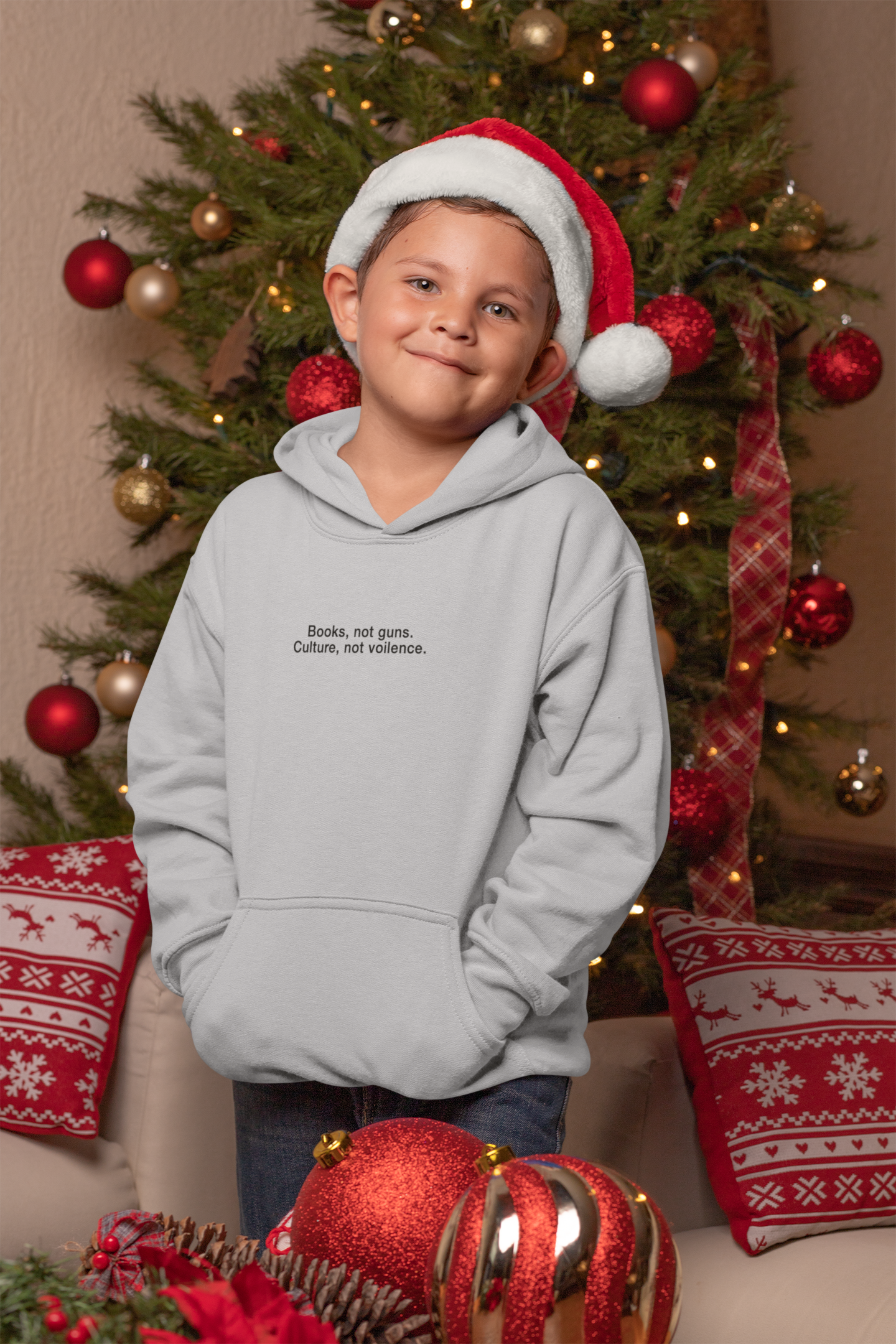 Books Not Gun Minimal Boy Hoodies-FunkyTeesClub