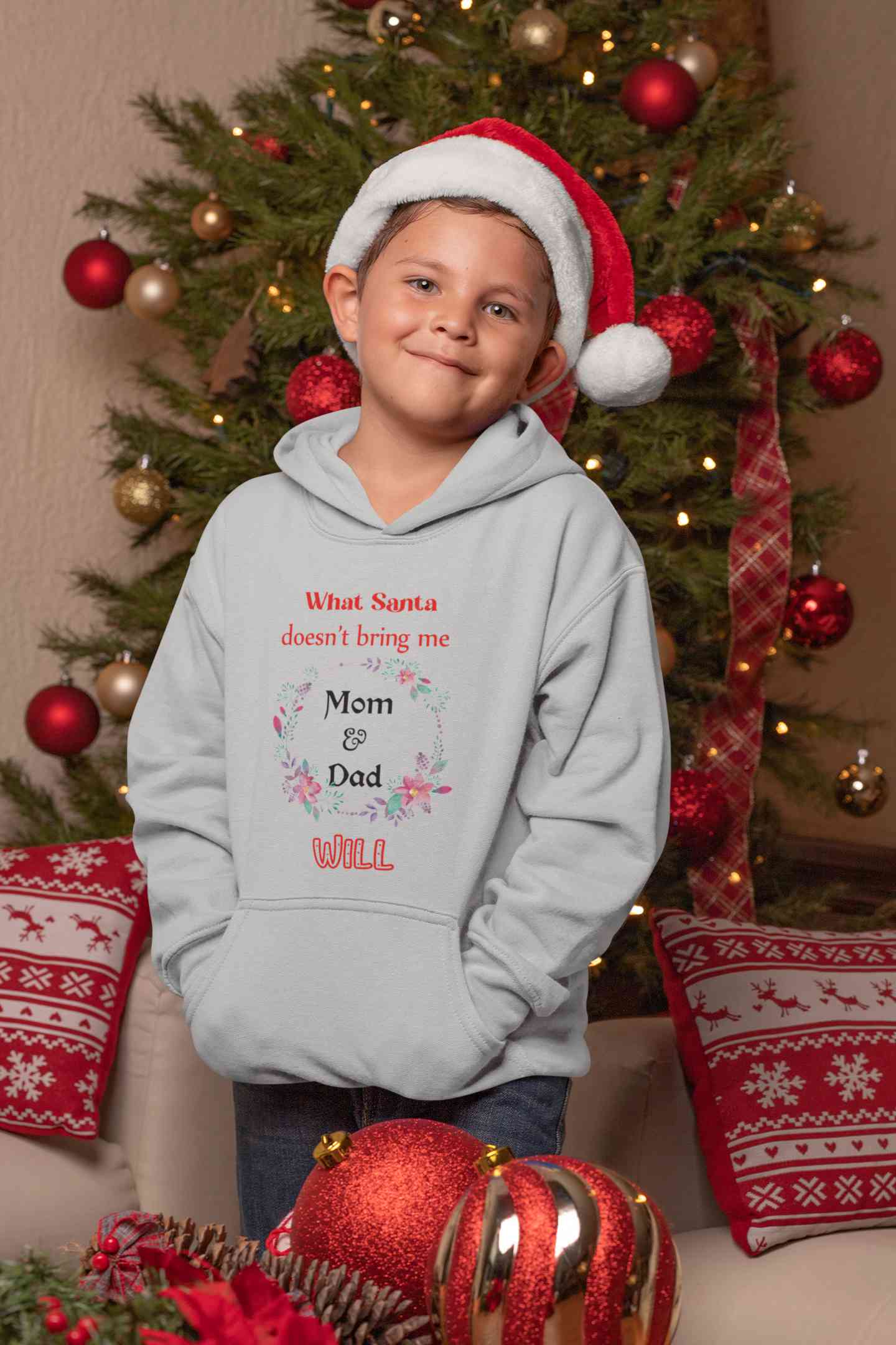 What Santa Does Not Bring Me Mom & Dad Will Christmas Boy Hoodies-FunkyTeesClub