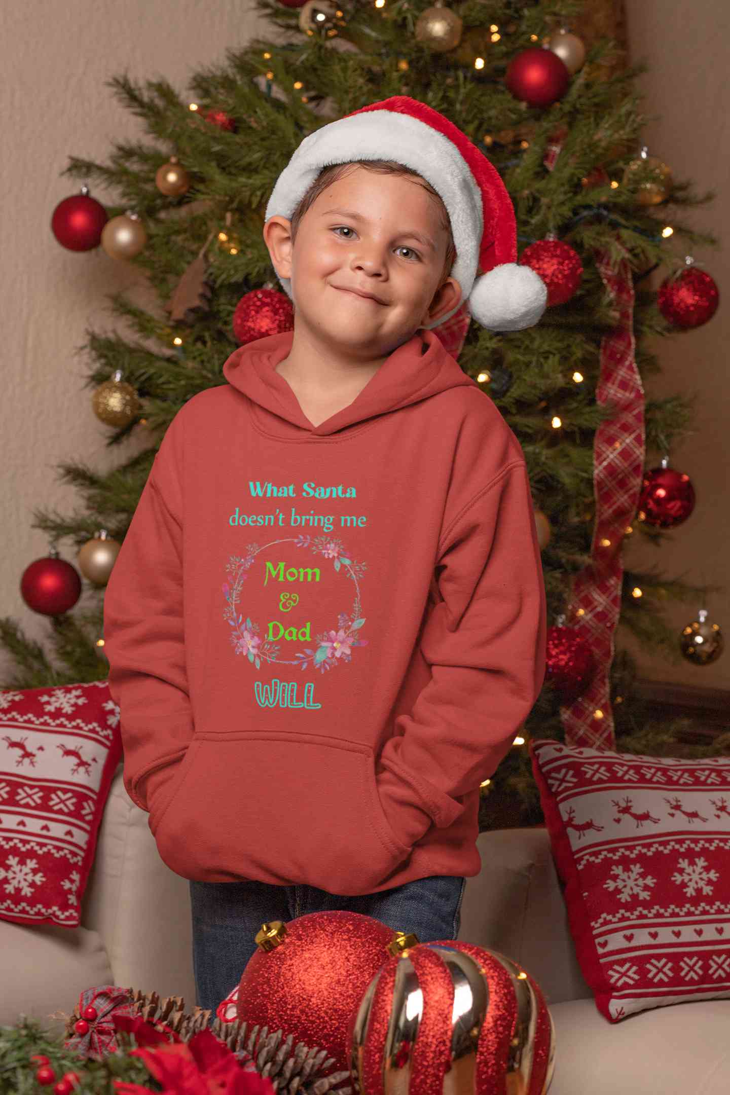What Santa Does Not Bring Me Mom & Dad Will Christmas Boy Hoodies-FunkyTeesClub