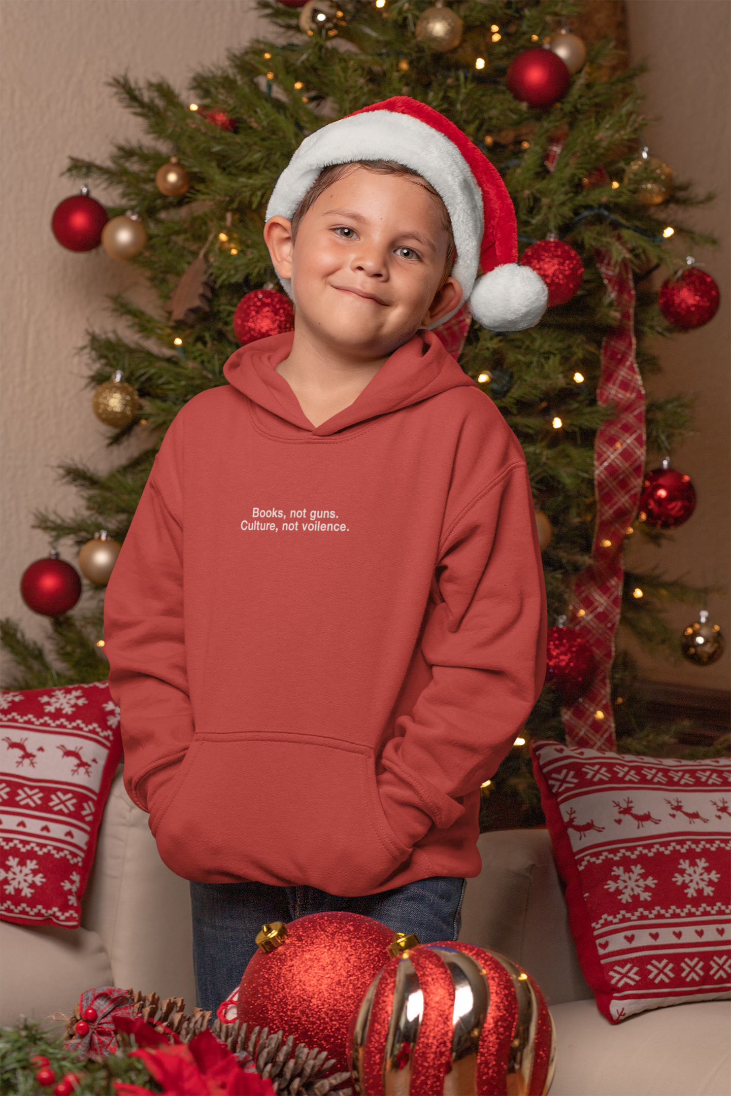 Books Not Gun Minimal Boy Hoodies-FunkyTeesClub