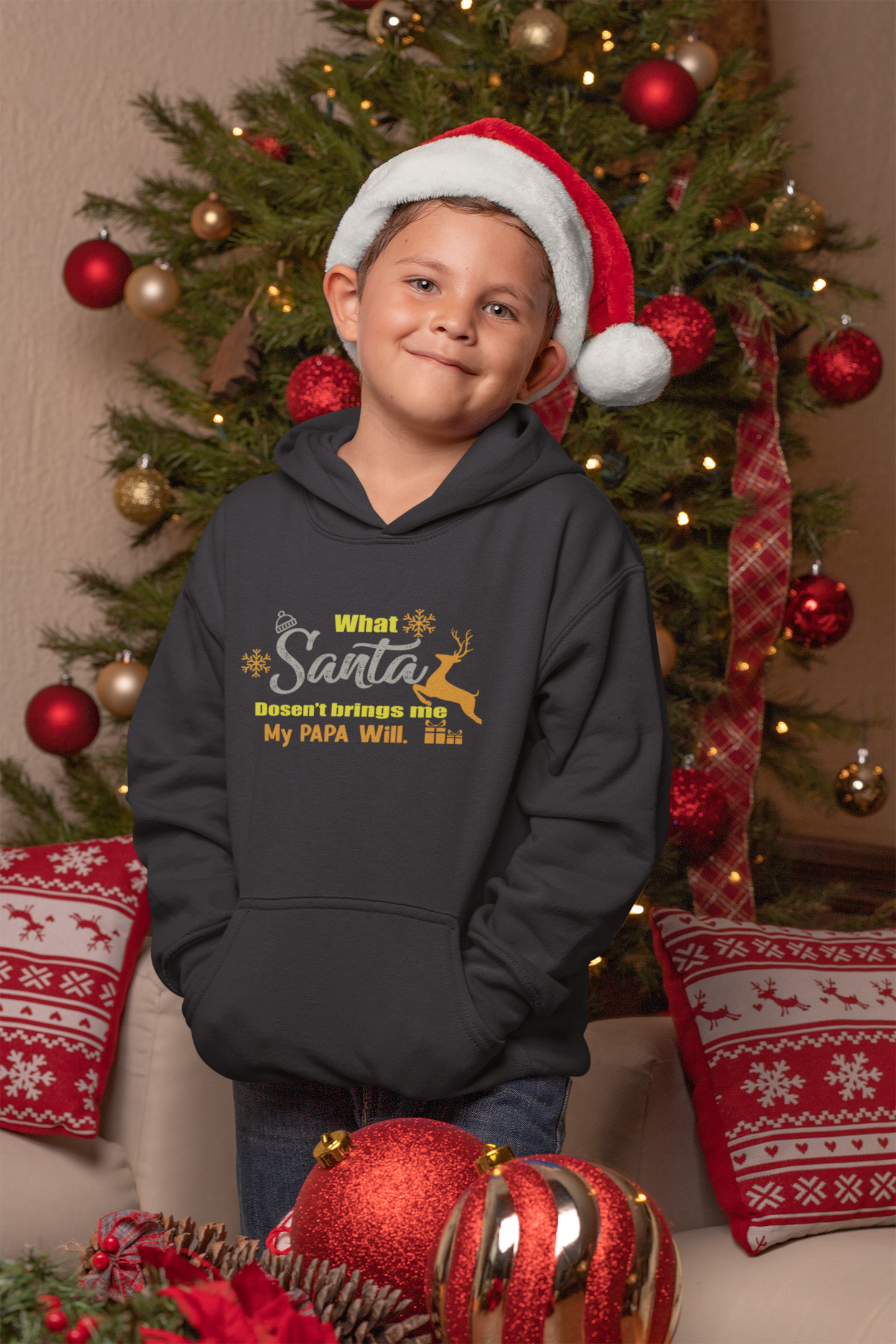 What Santa Dosent Bring Me My Papa Will Christmas Boy Hoodies-FunkyTeesClub