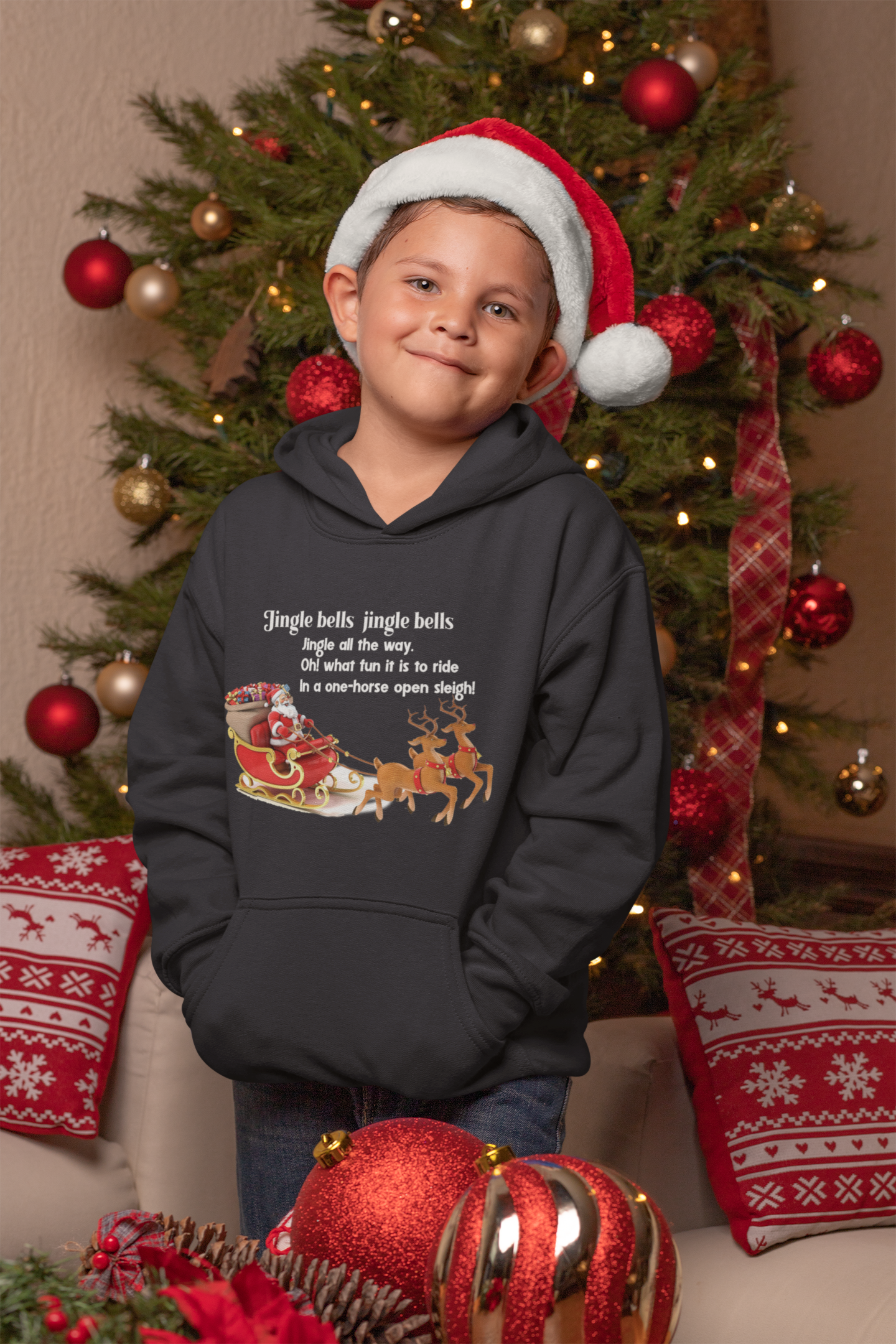 Jingle Bells Poem Boy Hoodies-FunkyTeesClub
