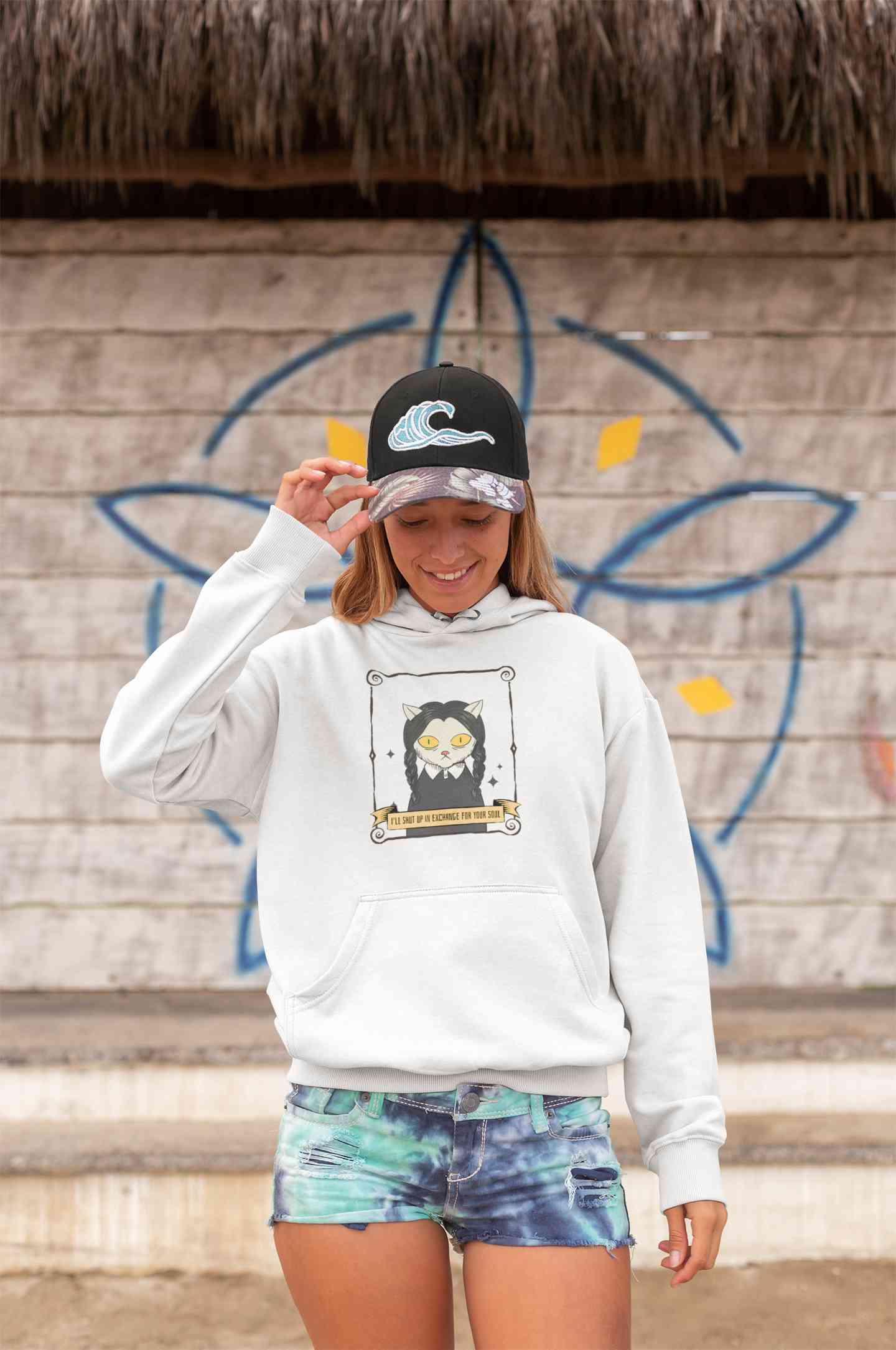 Cat Inspired By Wednesday Hoodies for Women-FunkyTeesClub