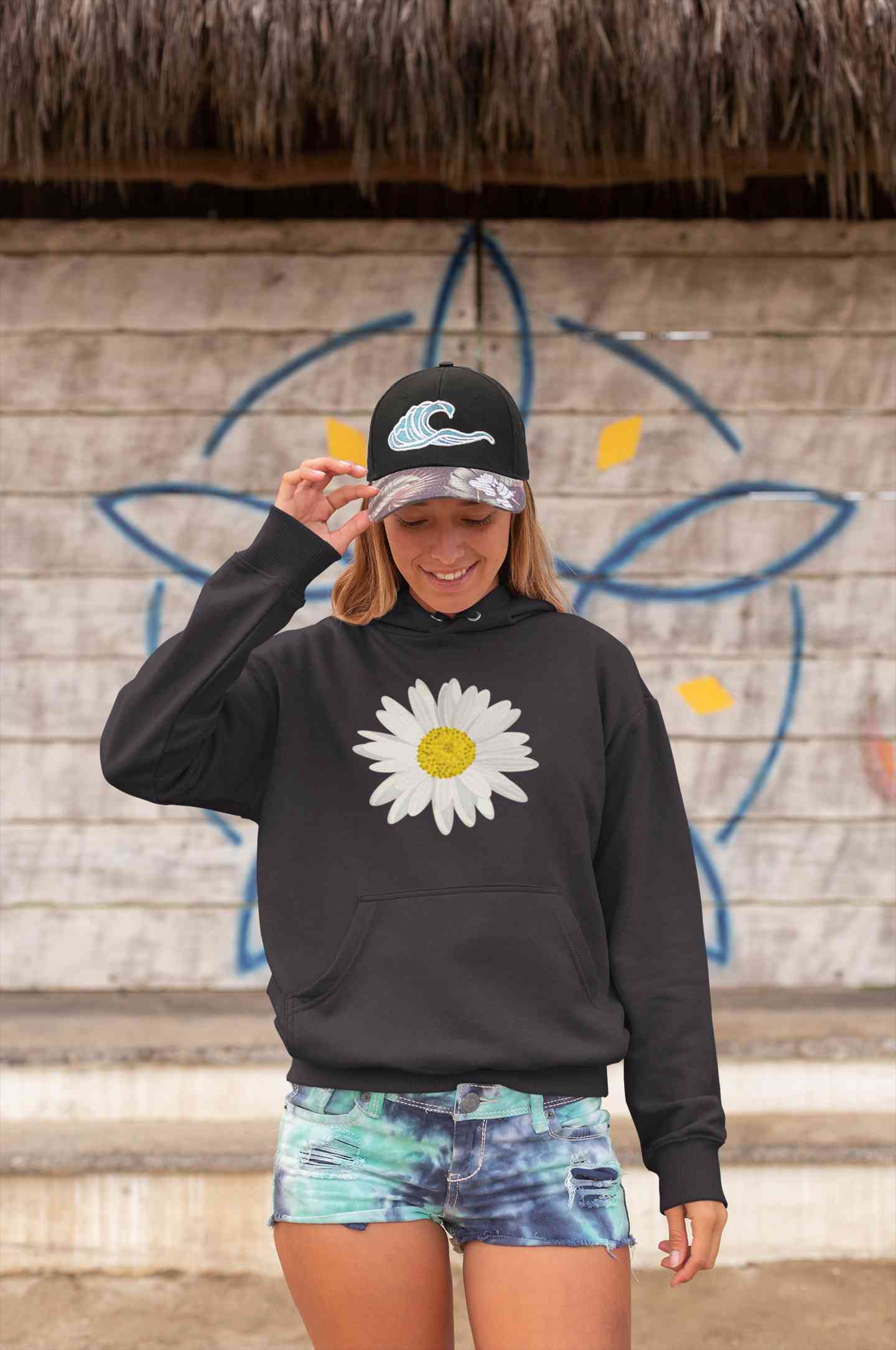 Cute Daisy Minimal Nature Cute Flower Graphic Hoodies for Women-FunkyTeesClub