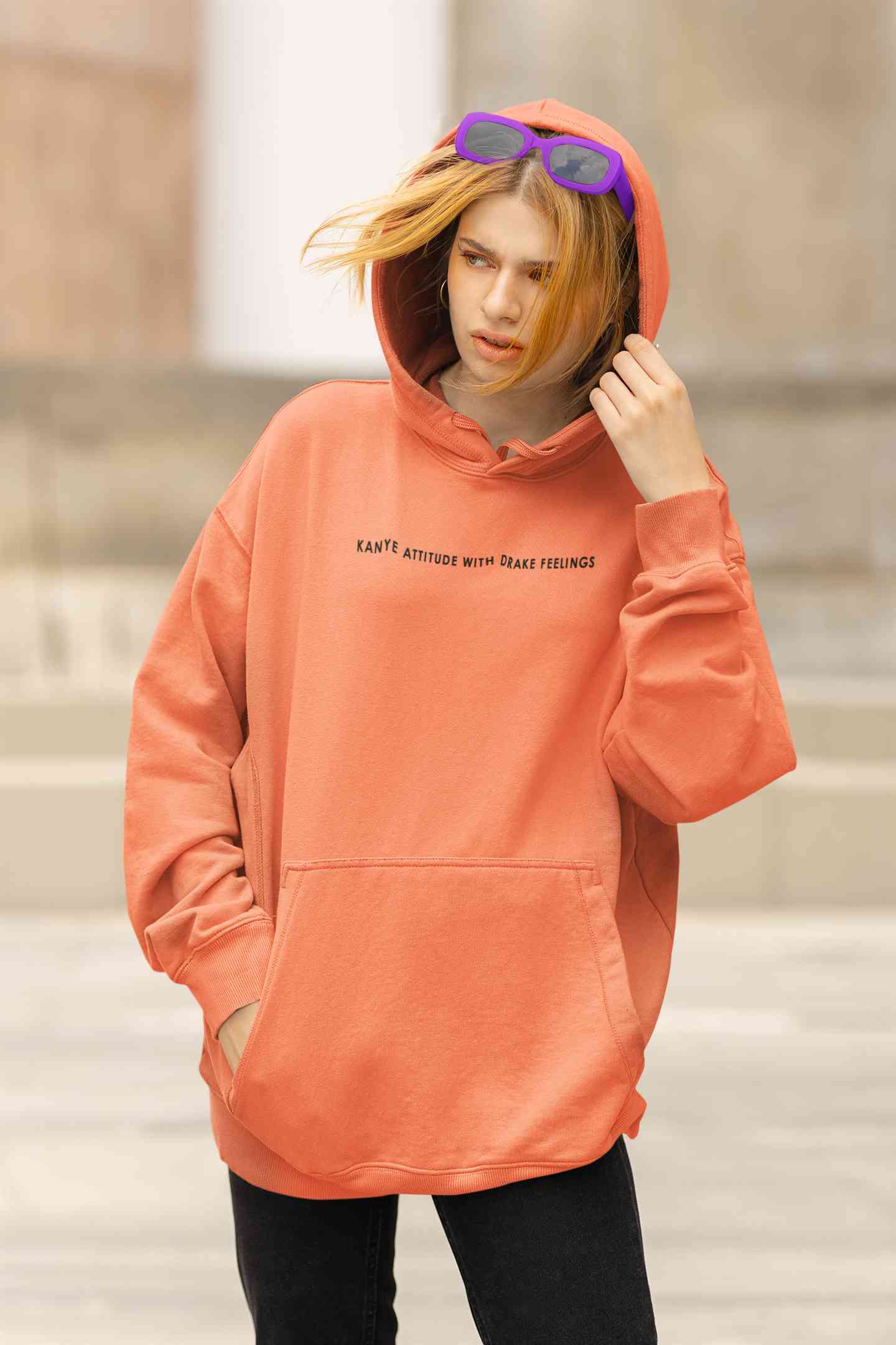 Kanye Attitude Minimals Hoodies for Women-FunkyTeesClub