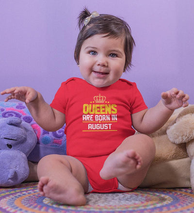 Queens Are  Born In August Rompers for Baby Girl- FunkyTradition FunkyTradition