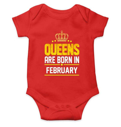 Queens Are  Born In February Rompers for Baby Girl- FunkyTradition FunkyTradition