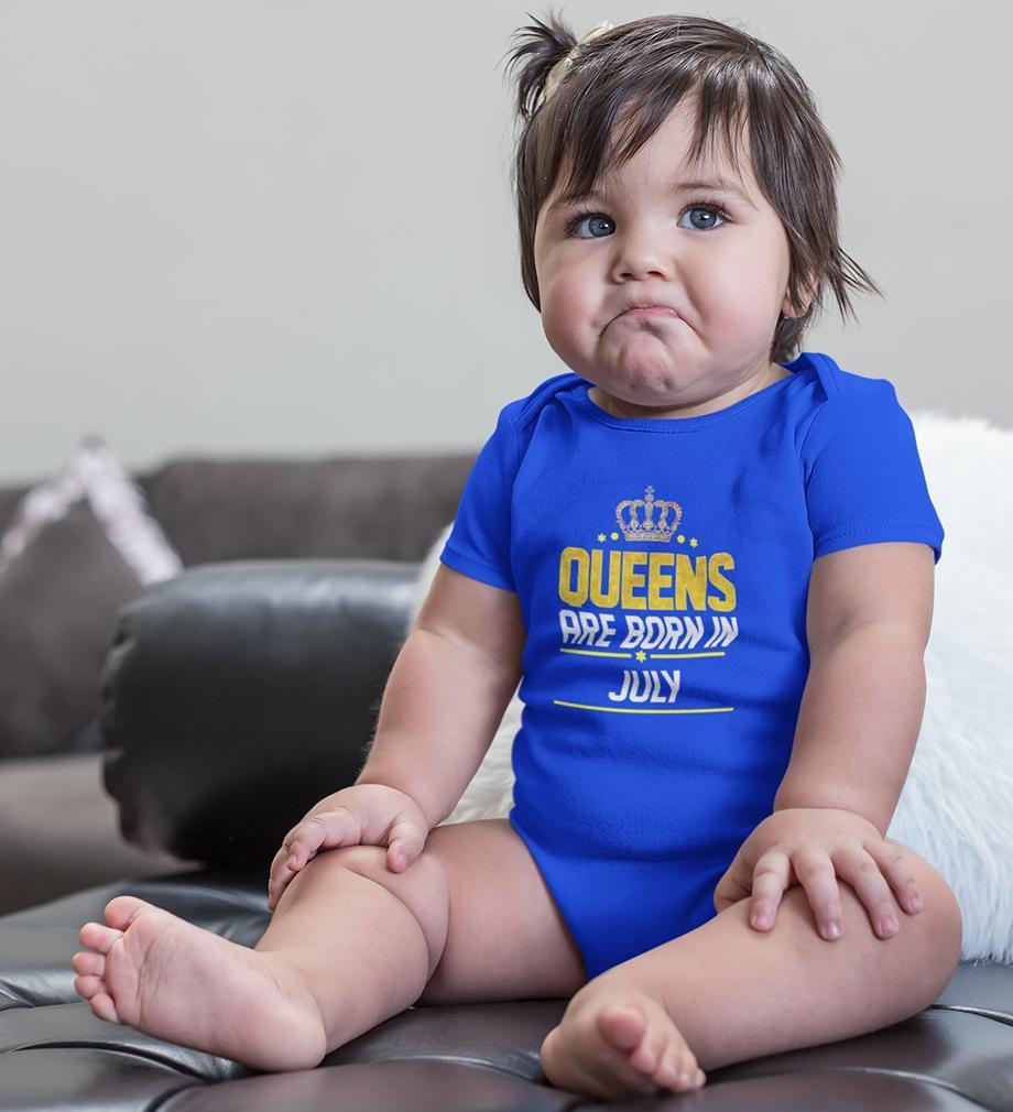 Queens Are Born In July Rompers for Baby Girl- FunkyTradition FunkyTradition