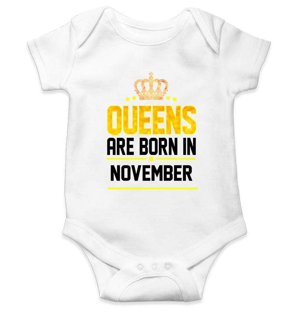 Queens Are Born In November Rompers for Baby Girl- FunkyTradition FunkyTradition