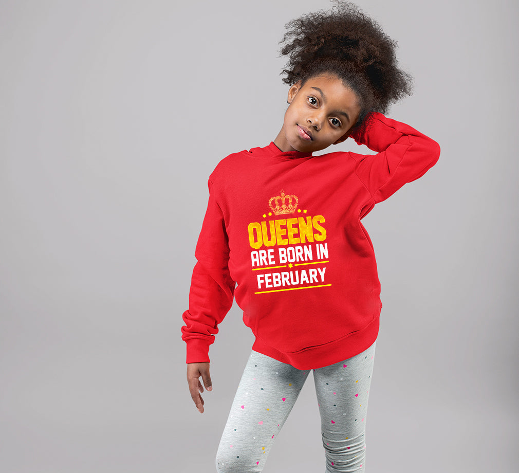 Queens Are  Born In February Girl Hoodies-FunkyTeesClub